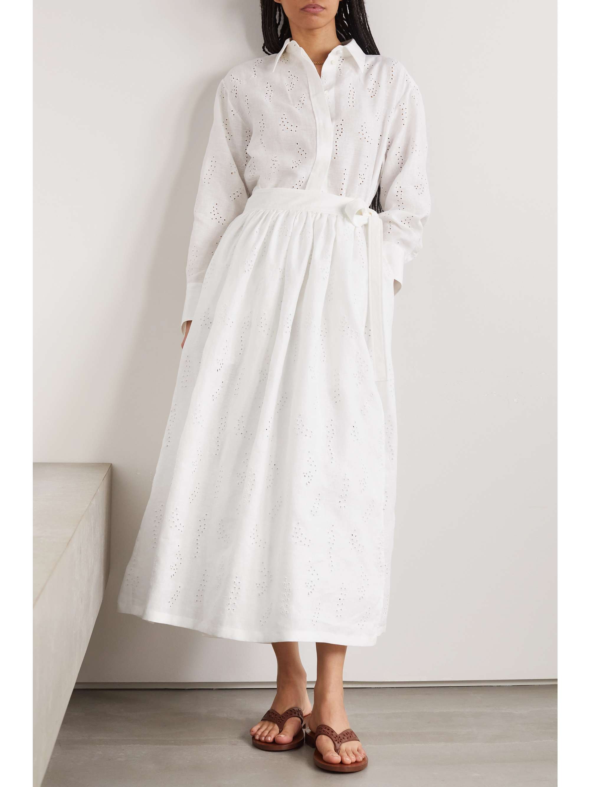 CHLOÉ + Eres Paloma broderie anglaise linen midi skirt