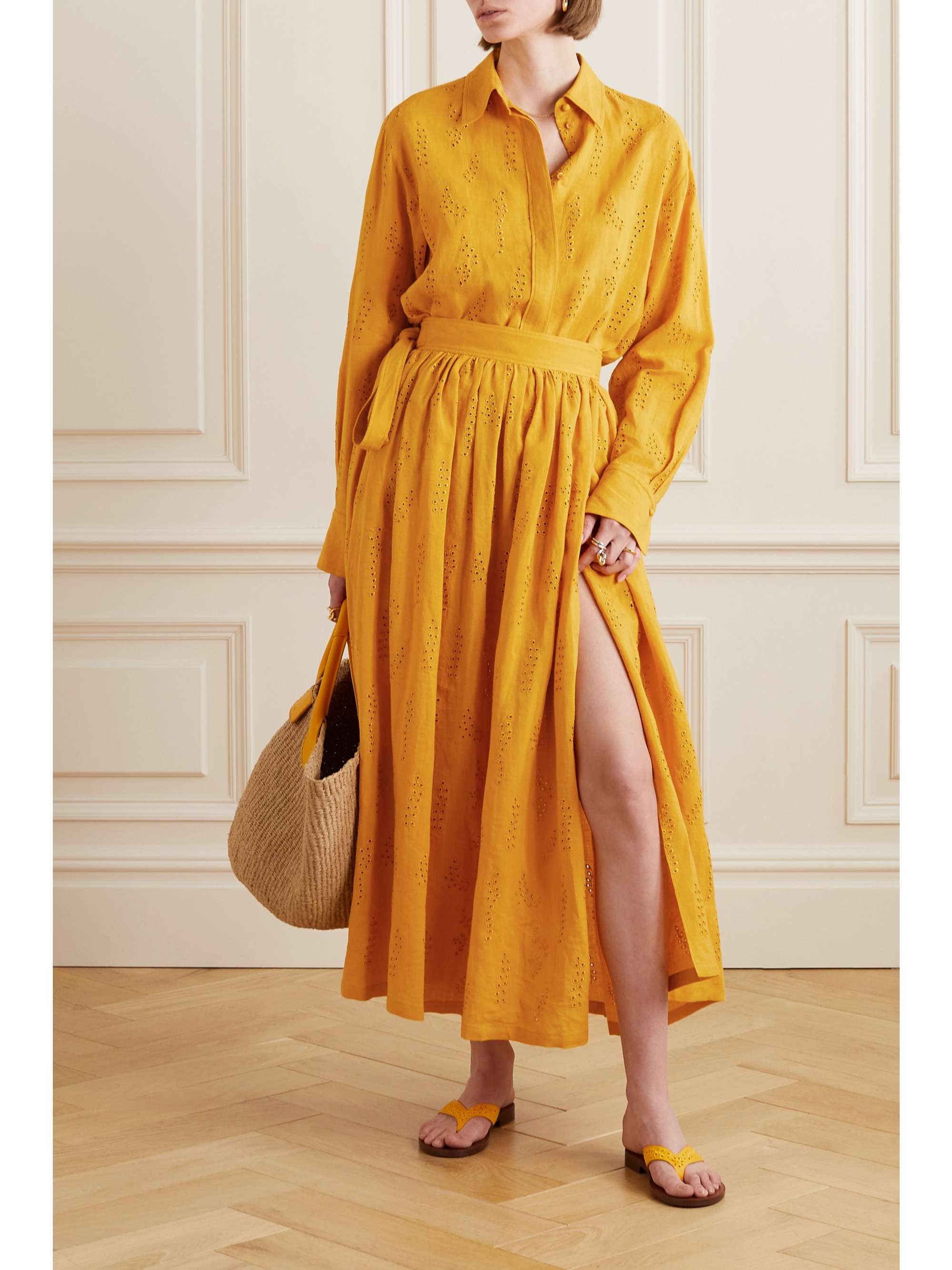 CHLOÉ + Eres Paloma broderie anglaise linen midi skirt