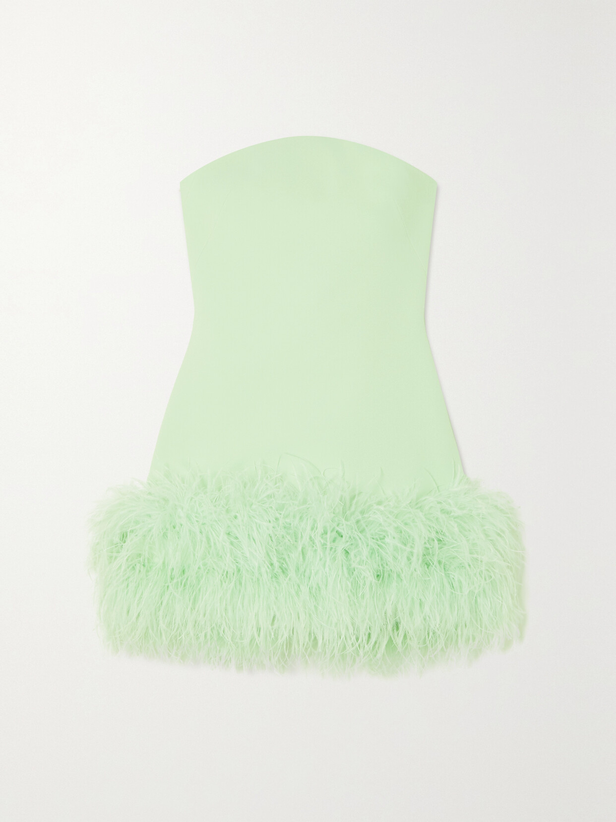 Safiyaa - Rowan Strapless Feather-trimmed Crepe Mini Dress - Green