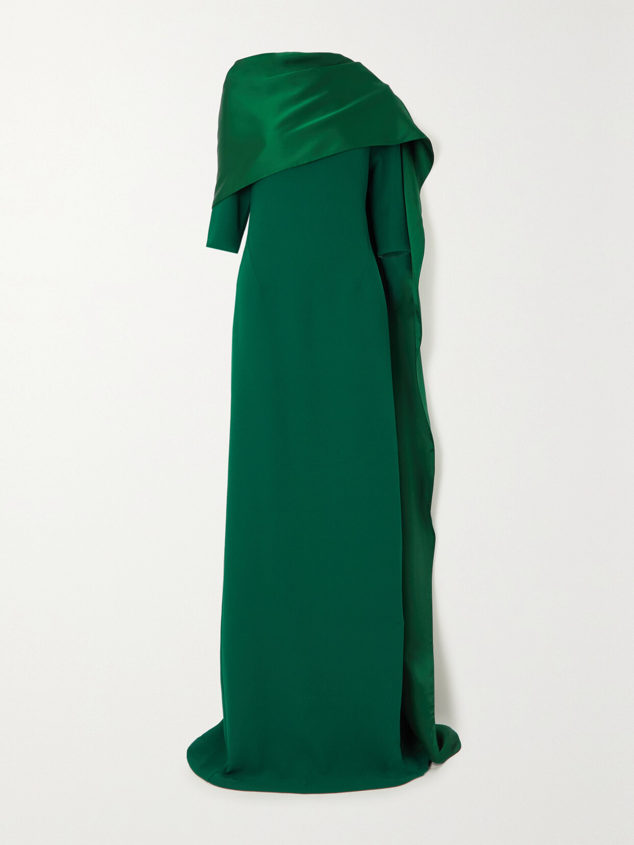 Safiyaa - Cosette Cape-effect Stretch-cady And Satin Gown - Green