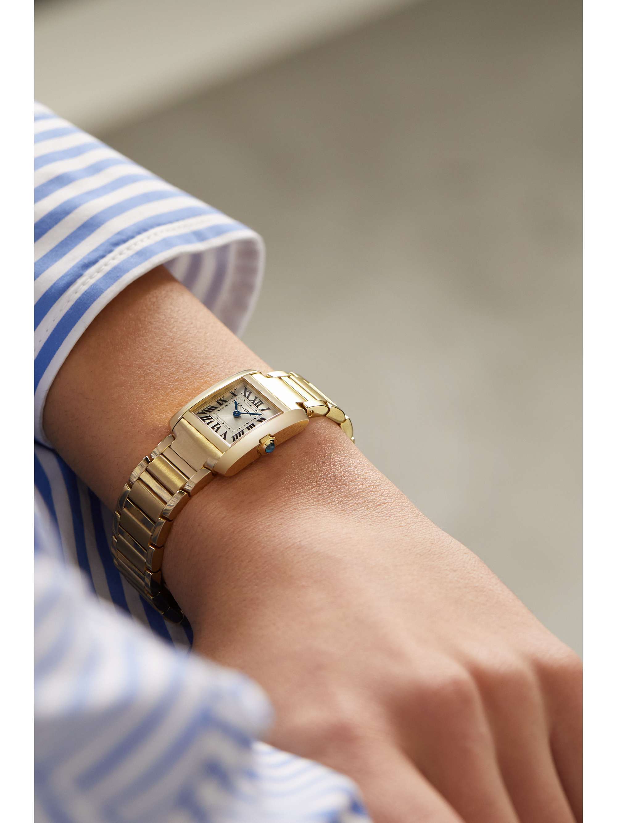 CARTIER Tank Française 25,7 mm kleine Uhr aus 18 Karat Gold mit Diamanten