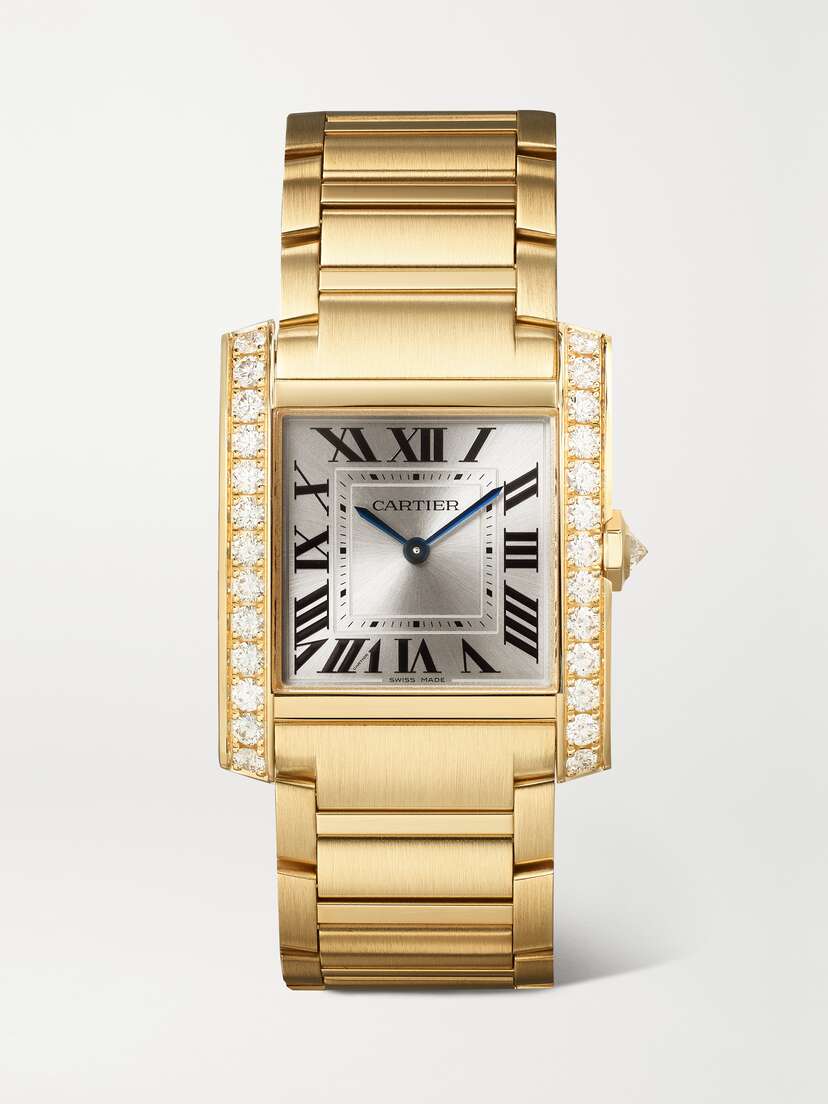Cartier Tank Française 32mm Medium 18-karat Gold Diamond Watch