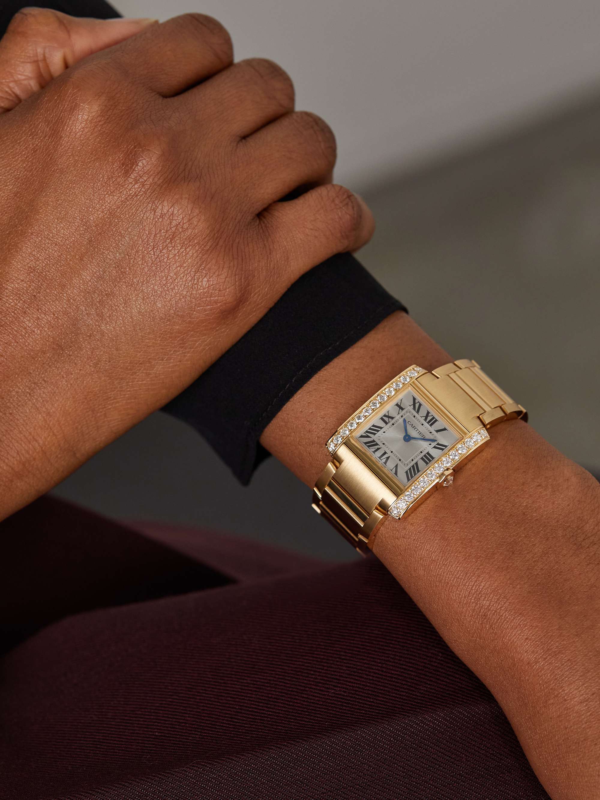 CARTIER Tank Française 32mm medium 18-karat gold diamond watch