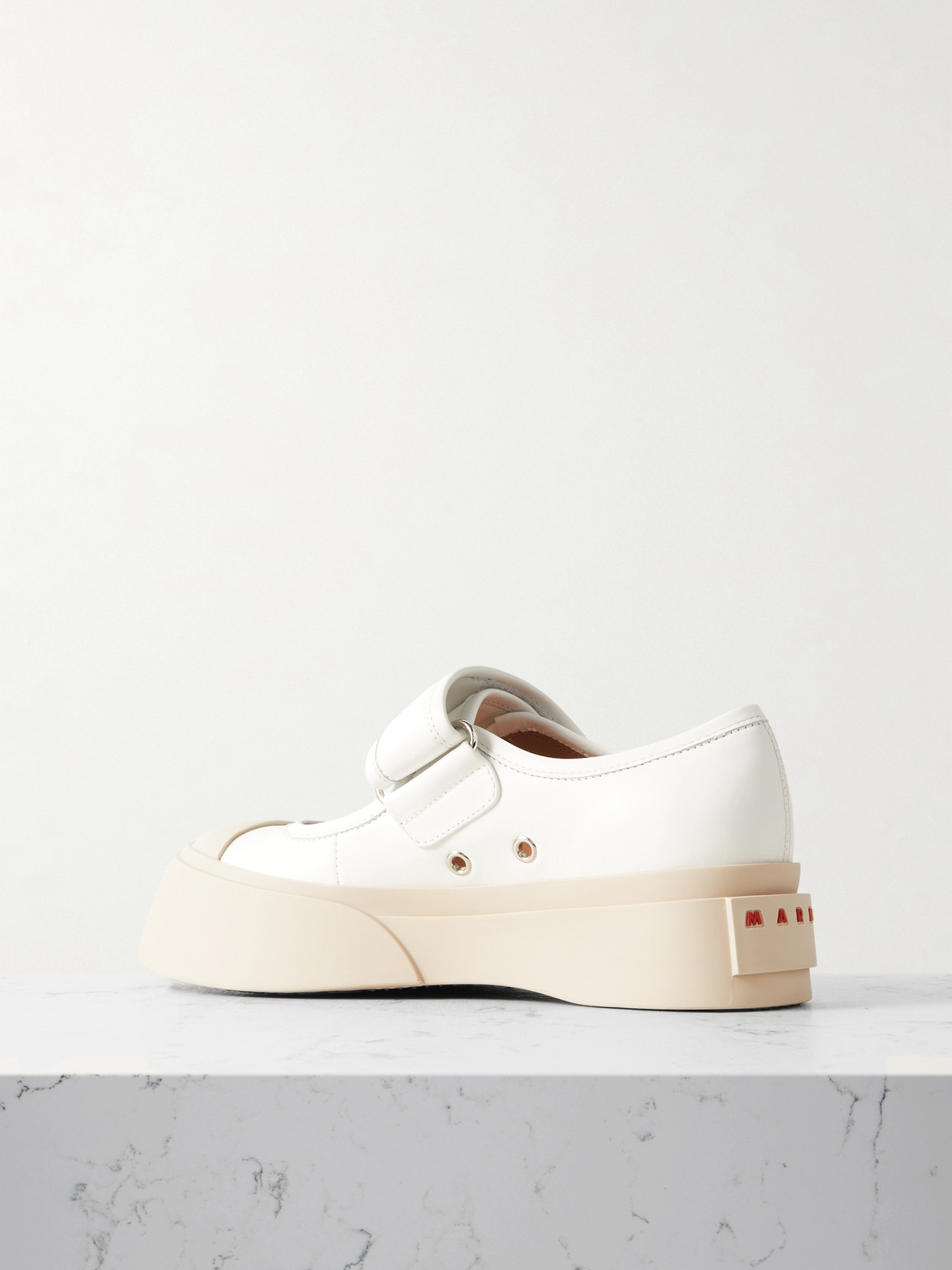 Shop Marni Pablo Leather Mary Jane Platform Sneakers In White