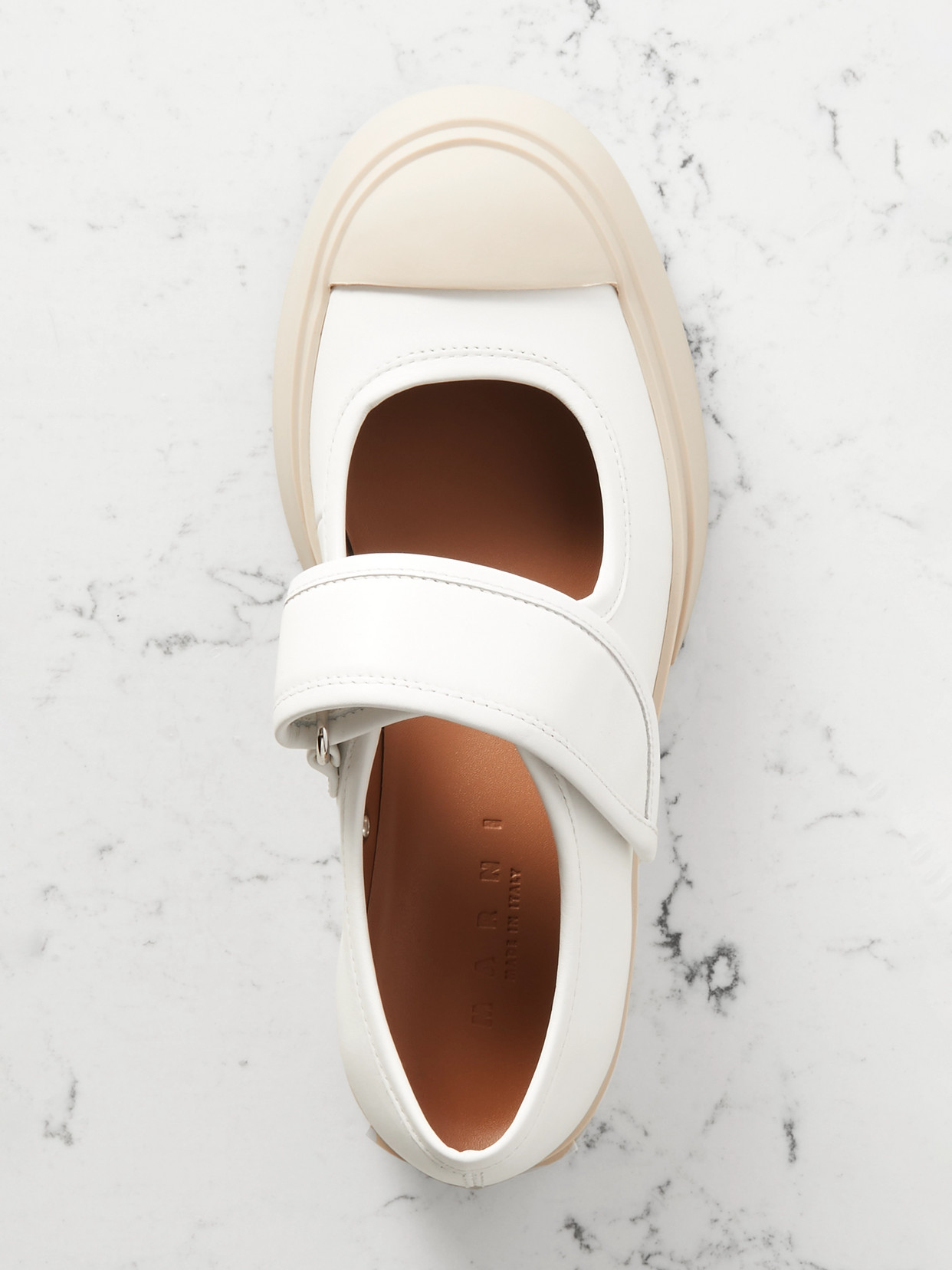 Shop Marni Pablo Leather Mary Jane Platform Sneakers In White