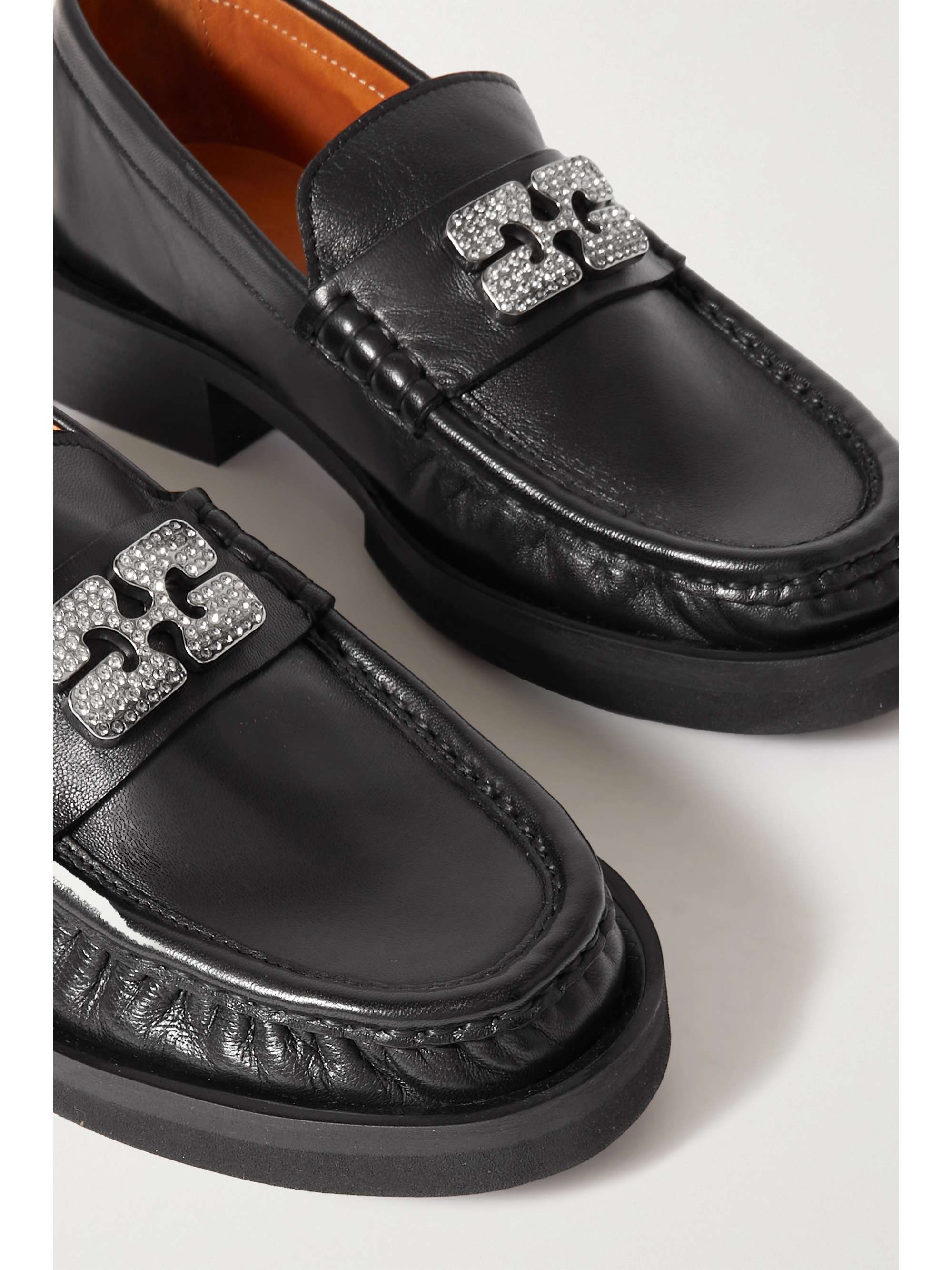 GANNI Crystalembellished leather loafers NETAPORTER
