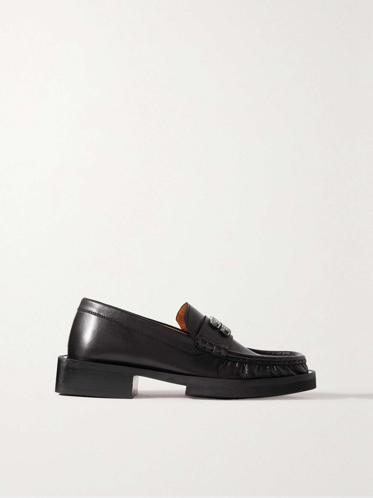 GANNI - Crystal-embellished Leather Loafers - Black