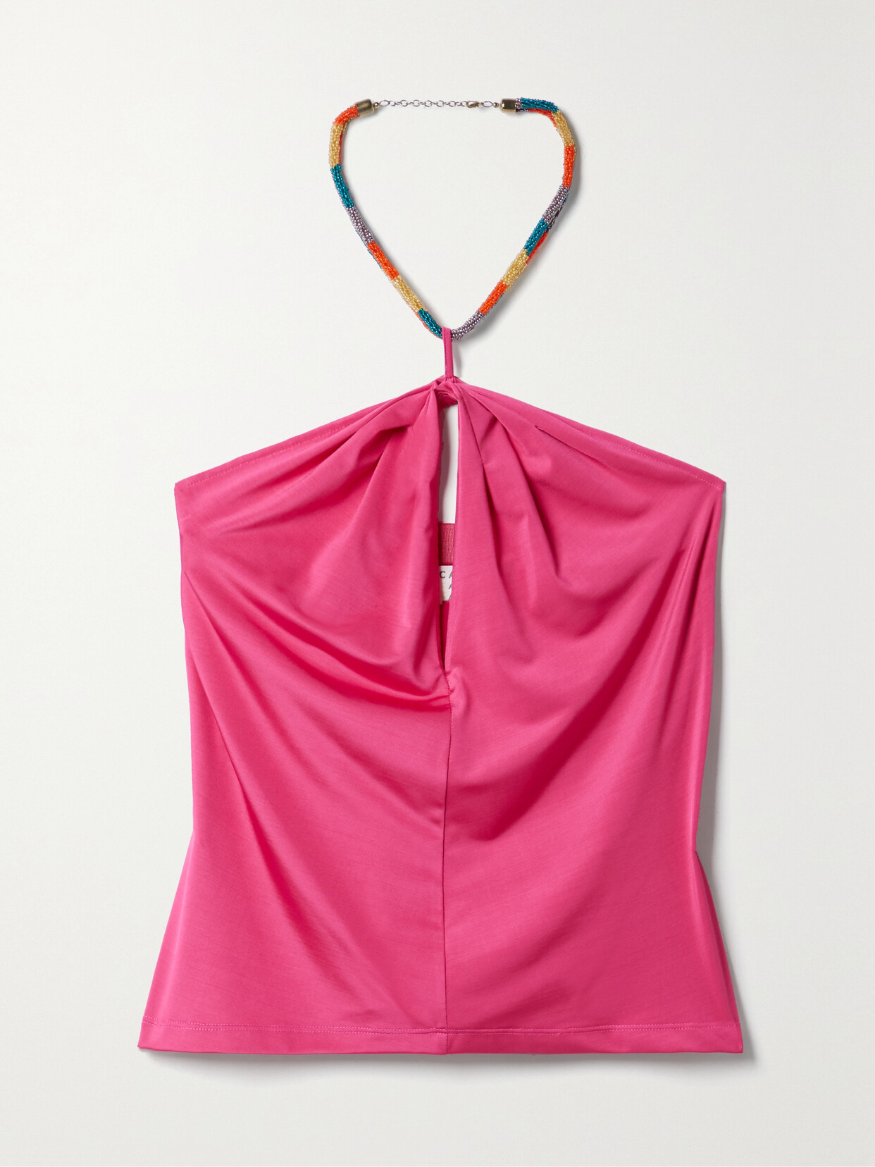 VERONICA BEARD AKEEVA BEAD-EMBELLISHED STRETCH-JERSEY HALTERNECK TOP