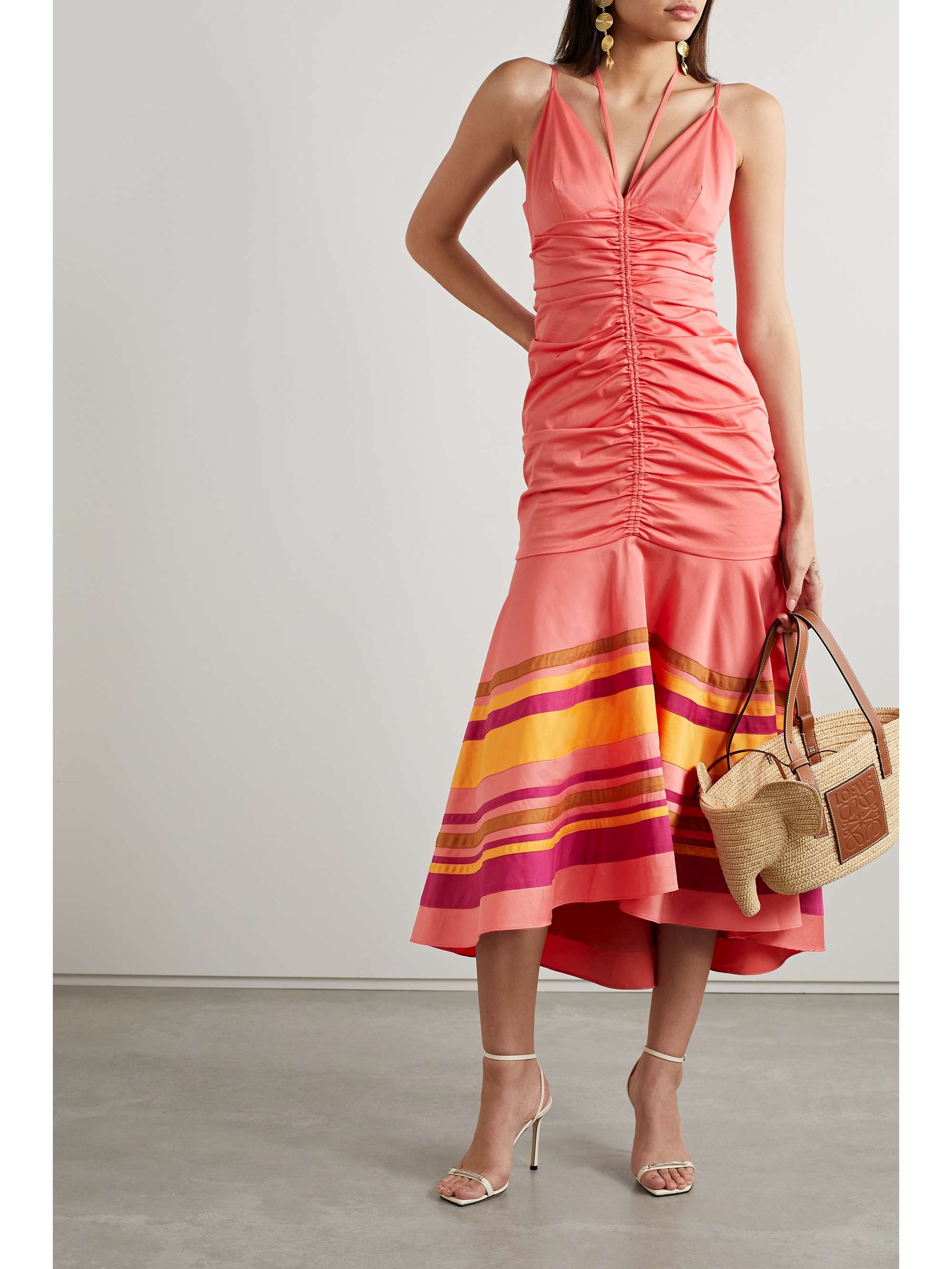 VERONICA BEARD Fitz paneled silk-cady midi dress