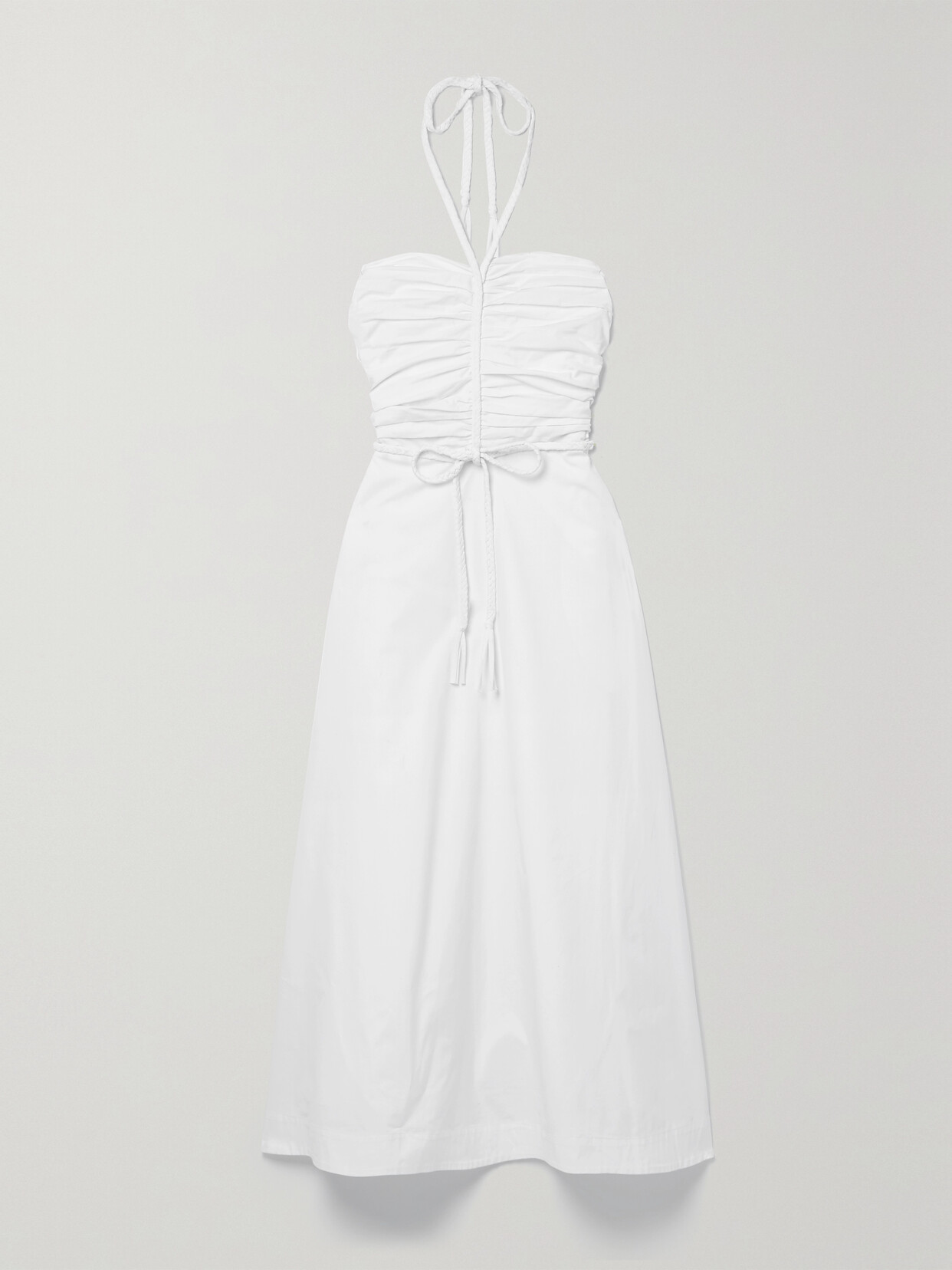 Veronica Beard Tucker Belted Pintucked Stretch-cotton Poplin Midi Dress