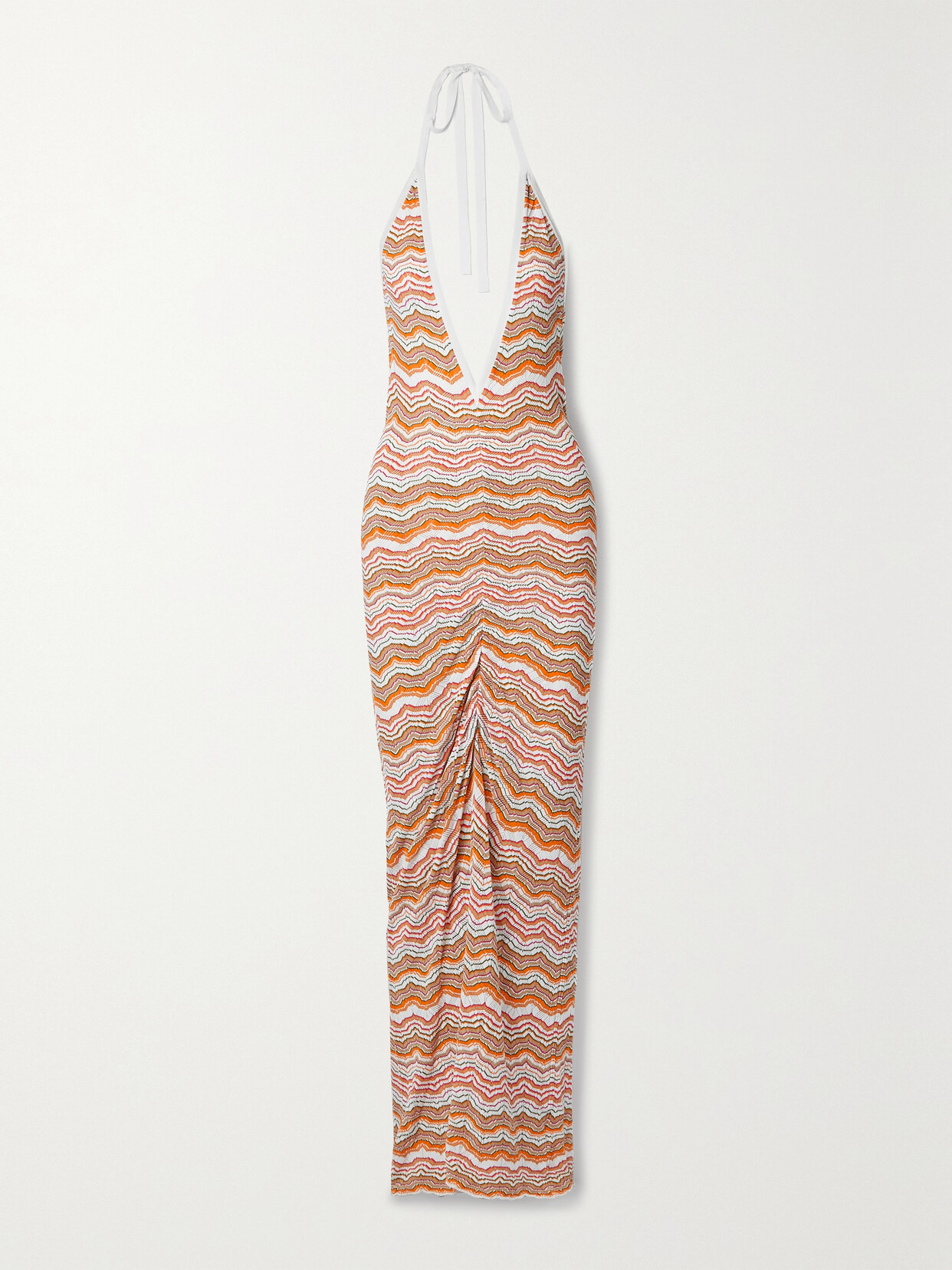 Veronica Beard - Armelle Gathered Crochet-knit Halterneck Maxi Dress - Neutrals