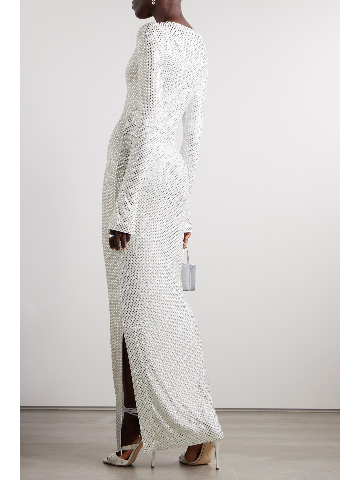 16arlington Solaria Crystal-embellished Mesh Maxi Dress In White