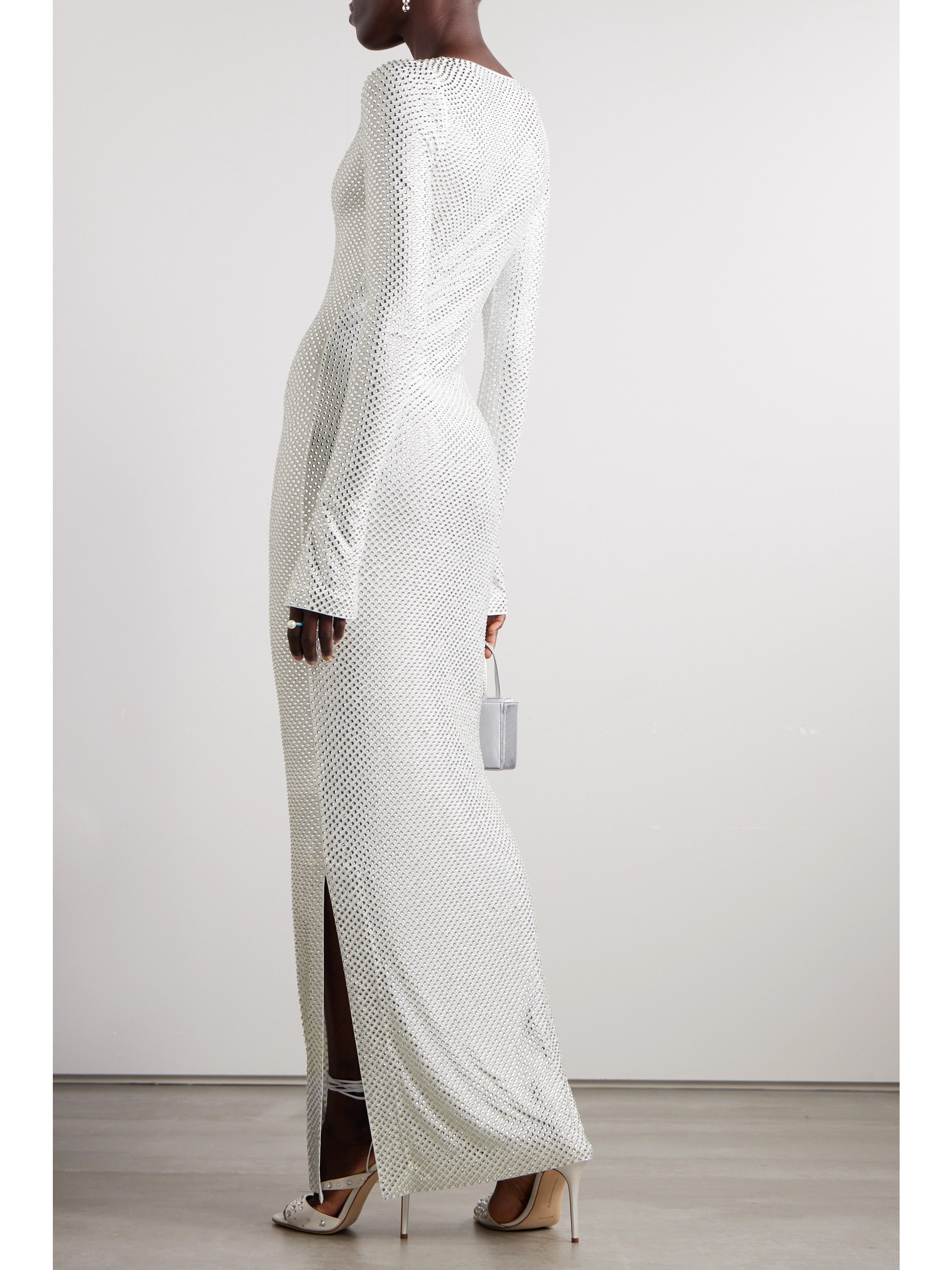 16Arlington Solaria crystal-embellished mesh maxi dress