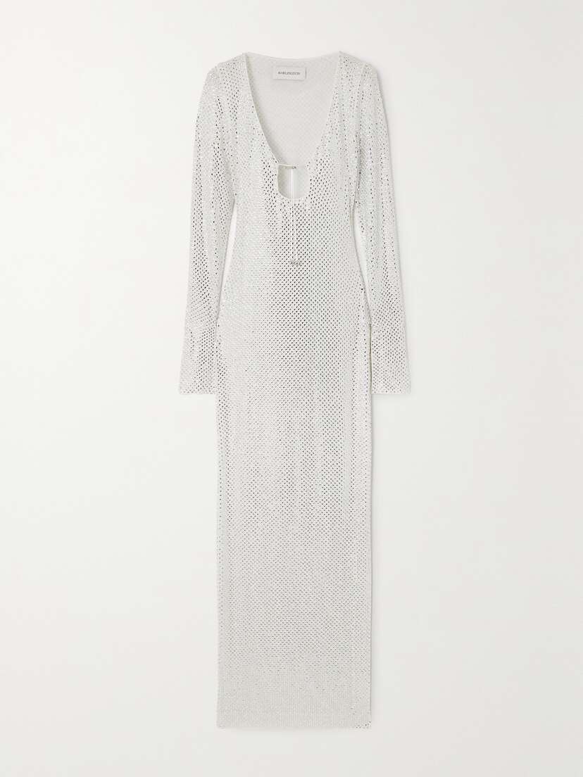 16Arlington Solaria Crystal-embellished Mesh Maxi Dress