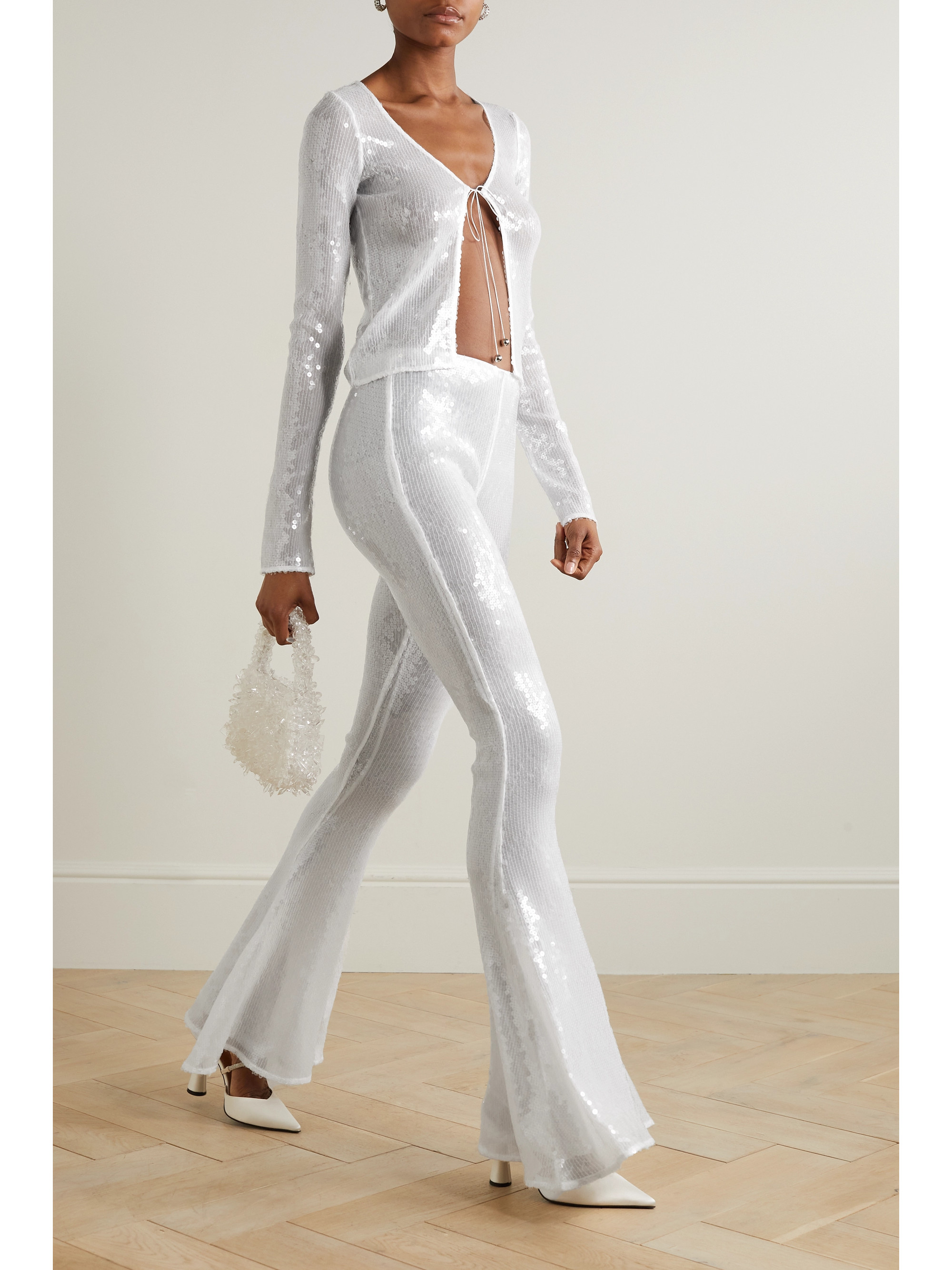 16Arlington Koro sequined tulle flared pants