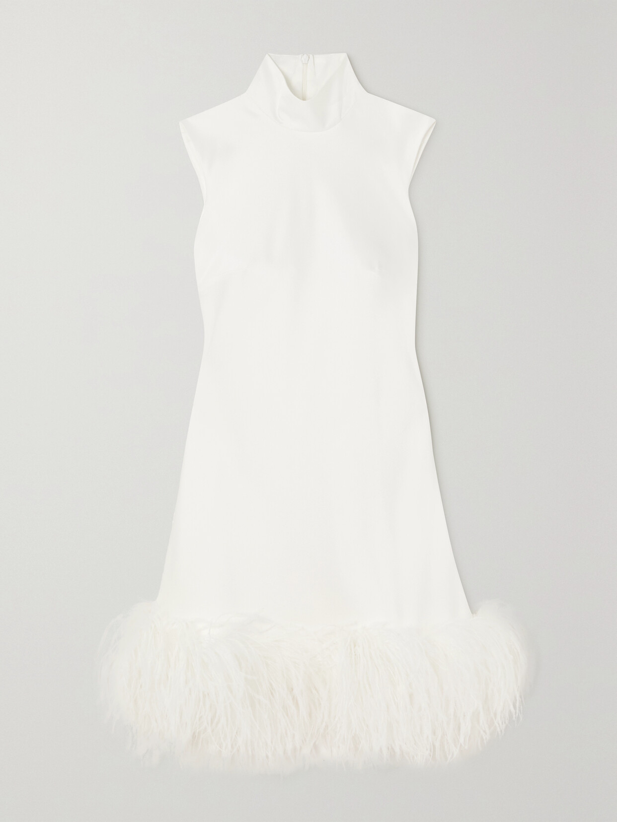 Shop 16arlington Umiko Feather-trimmed Satin Mini Dress In White