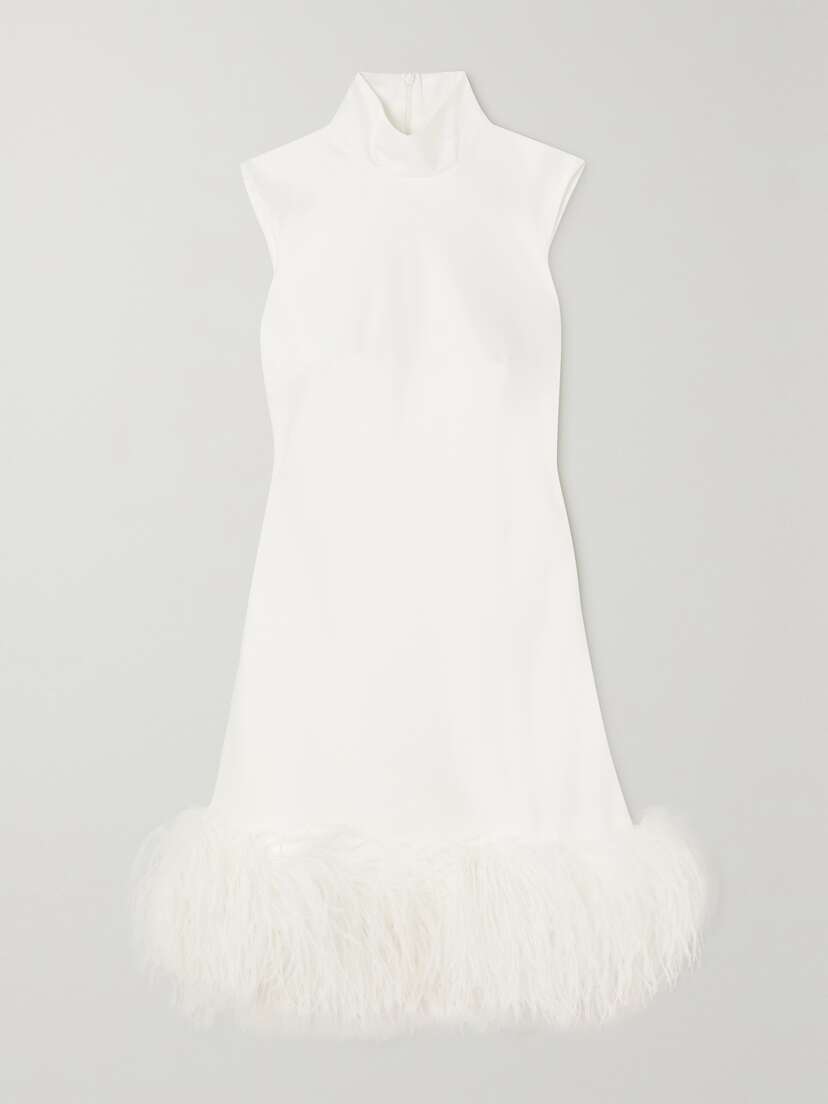 16Arlington Umiko Feather-trimmed Satin Mini Dress - UK 16