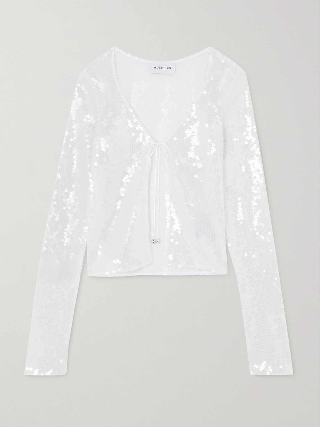 16arlington Solaria Sequined Stretch-tulle Cardigan In White