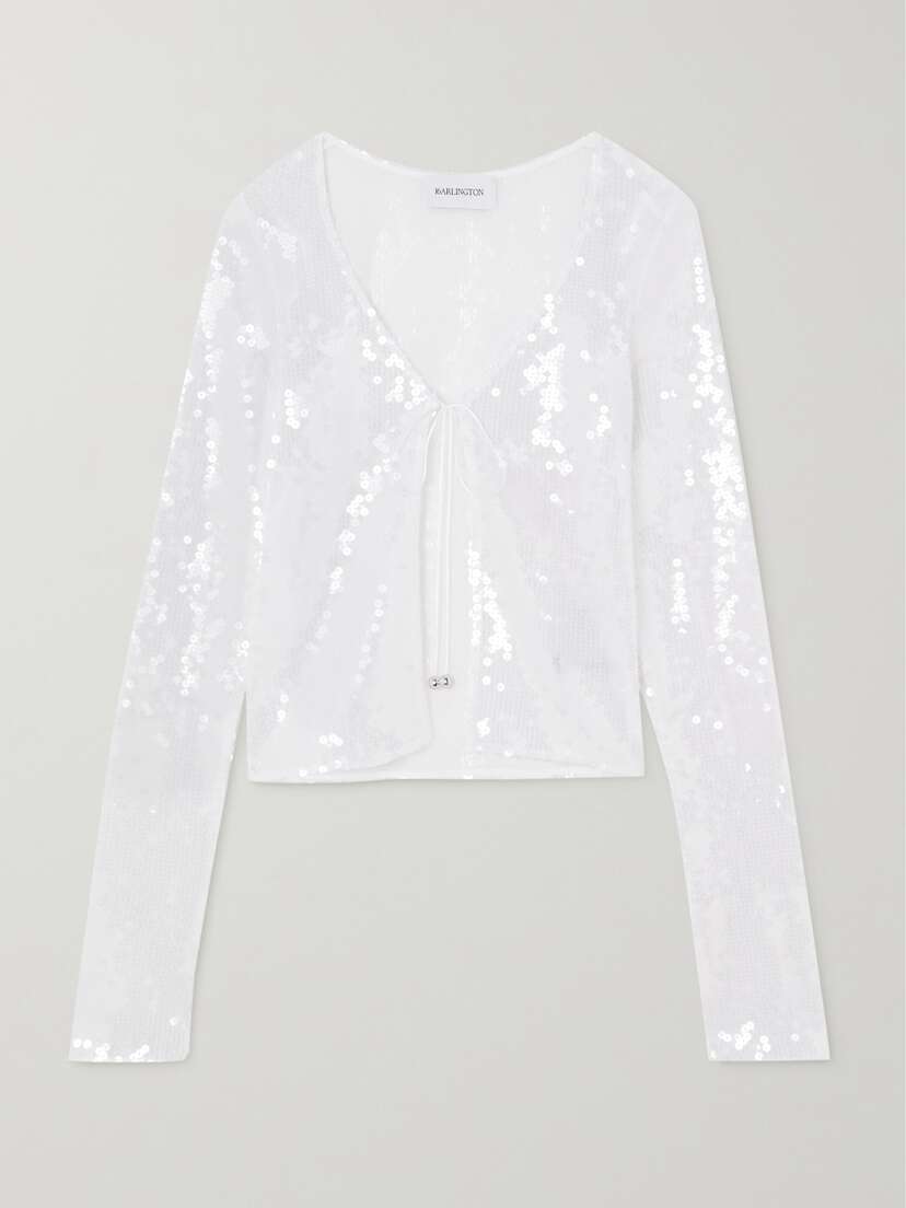 16Arlington Solaria Sequined Stretch-tulle Cardigan