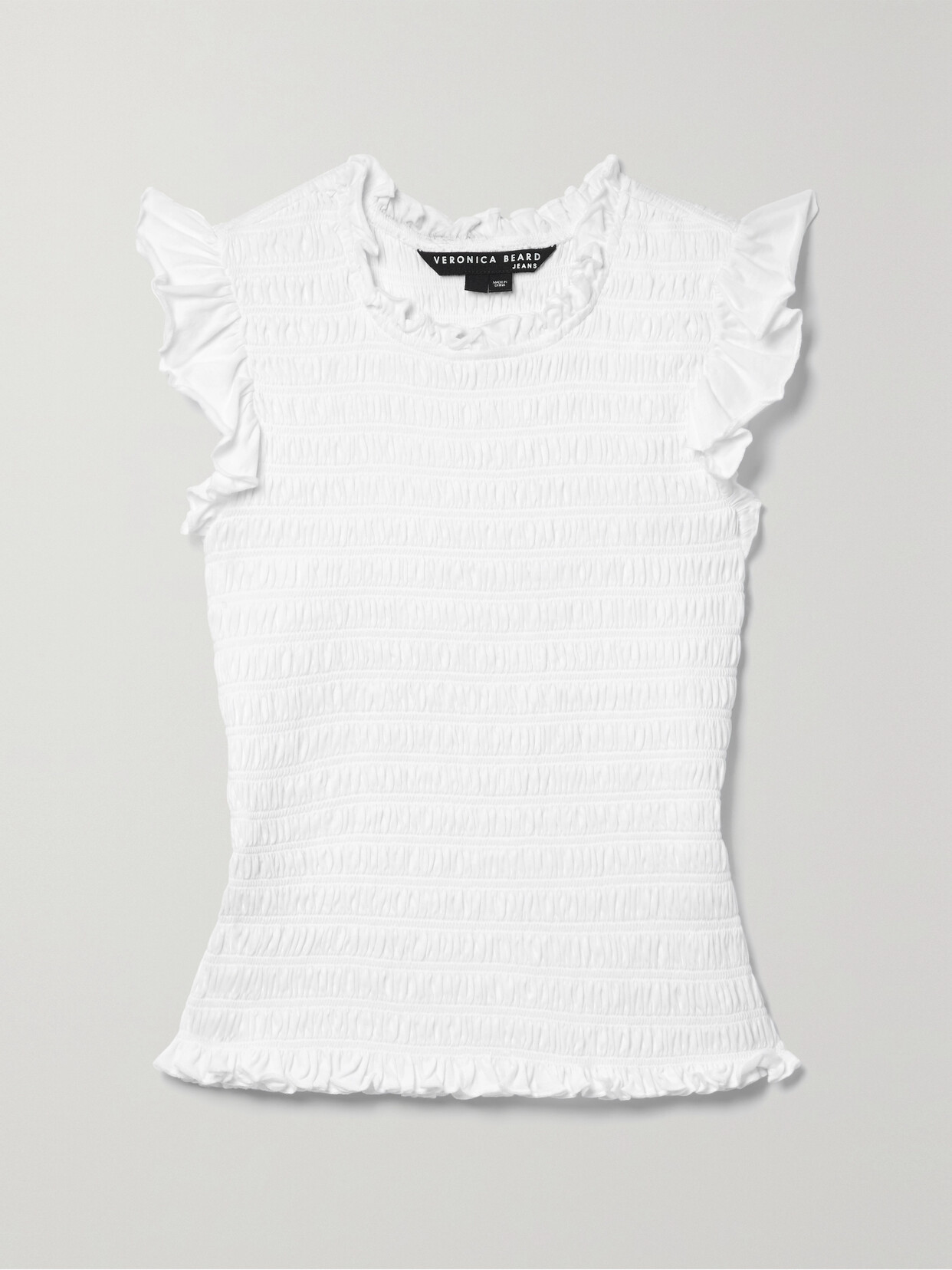 Veronica Beard - Wyles Shirred Cotton-jersey Top - White