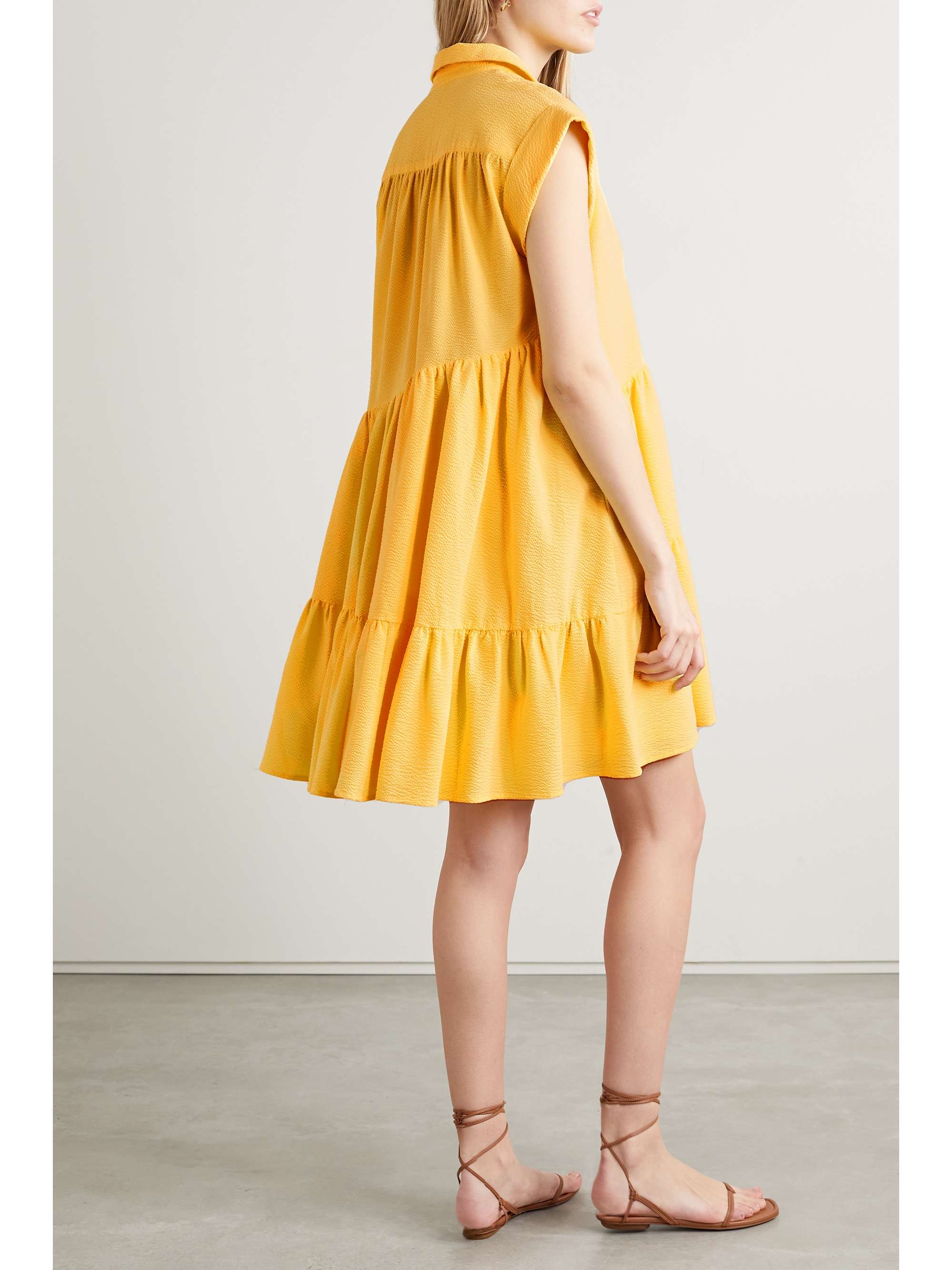 VERONICA BEARD Harrow tiered cotton-blend seersucker mini dress
