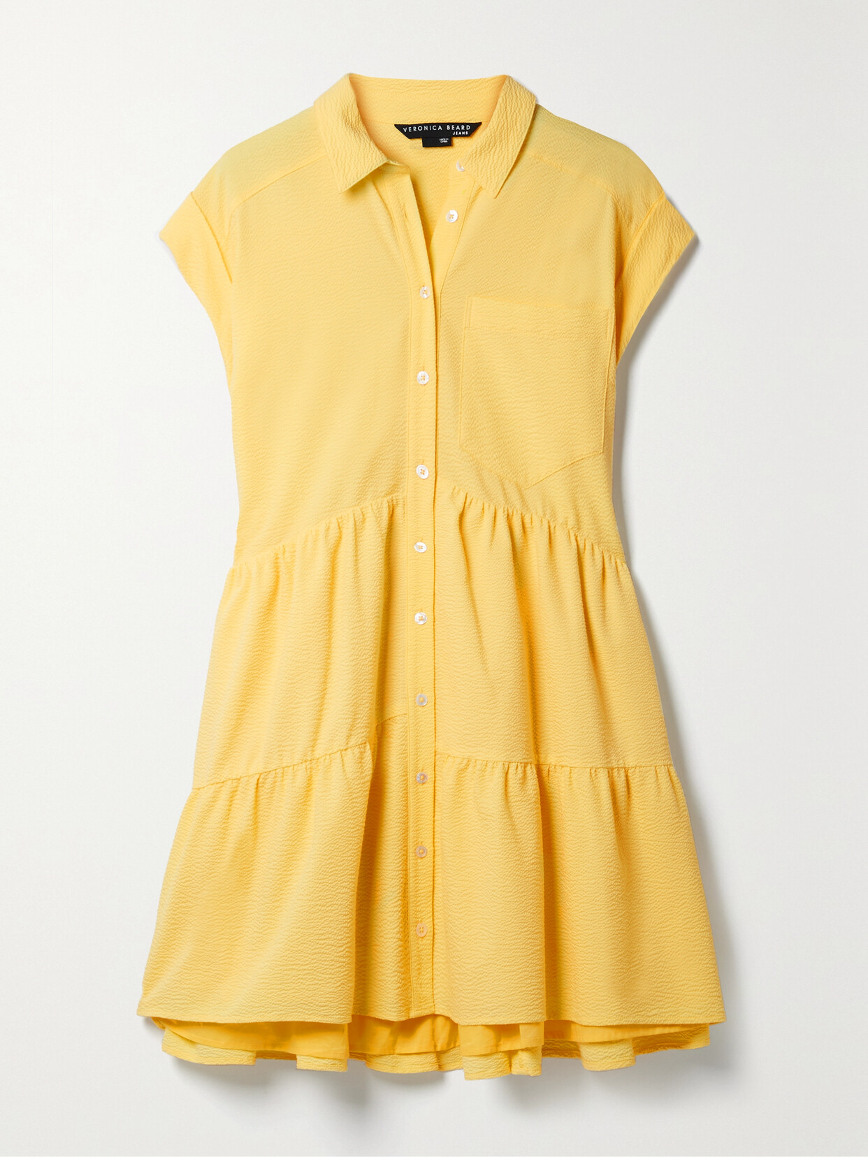 Veronica Beard - Harrow Tiered Cotton-blend Seersucker Mini Dress - Yellow