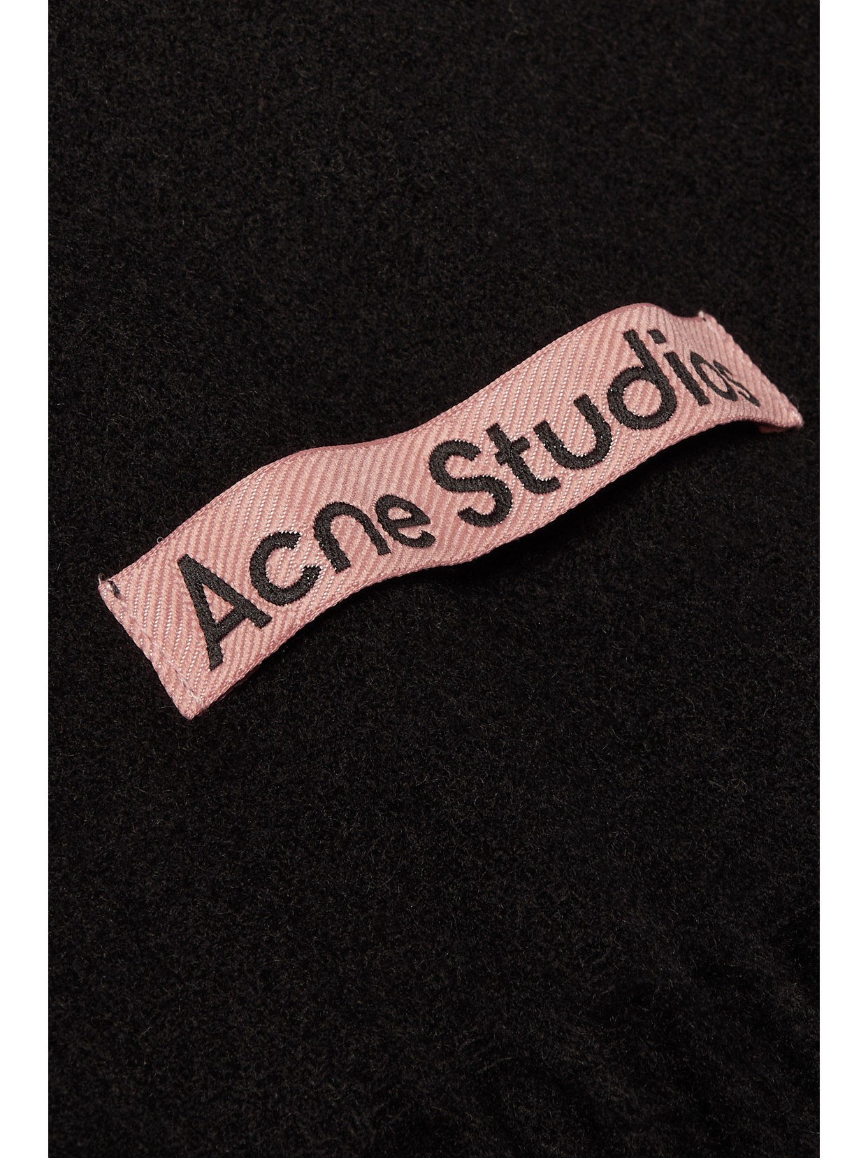 Shop Acne Studios Canada Narrow Fringed Wool Scarf In Black