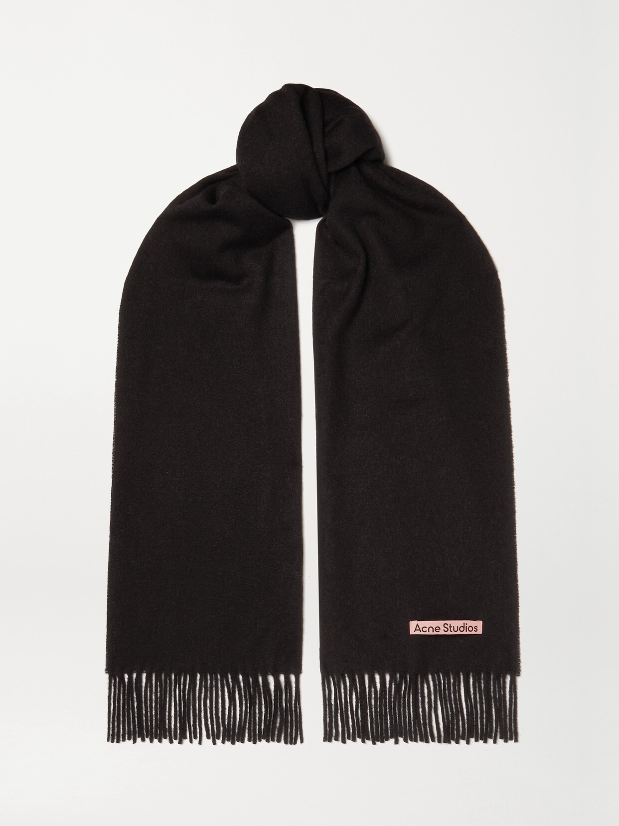 Acne Studios Fringed Wool Scarf In Black