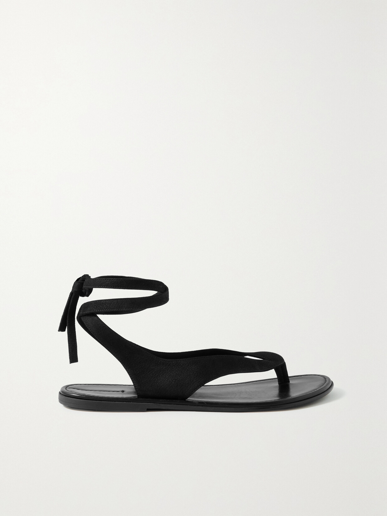 The Row Beach Lace-up Nubuck Sandals In Black