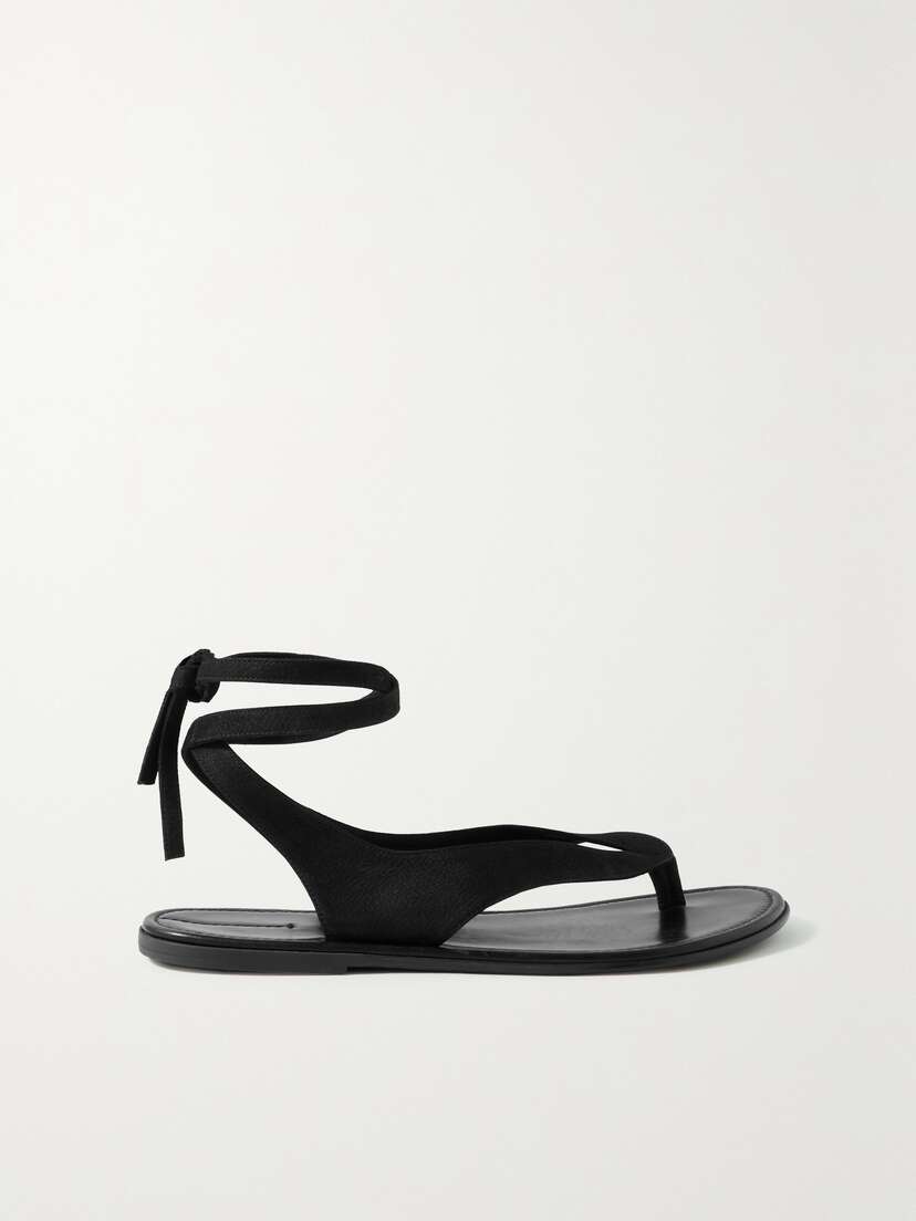 The Row Beach Lace-up Nubuck Sandals