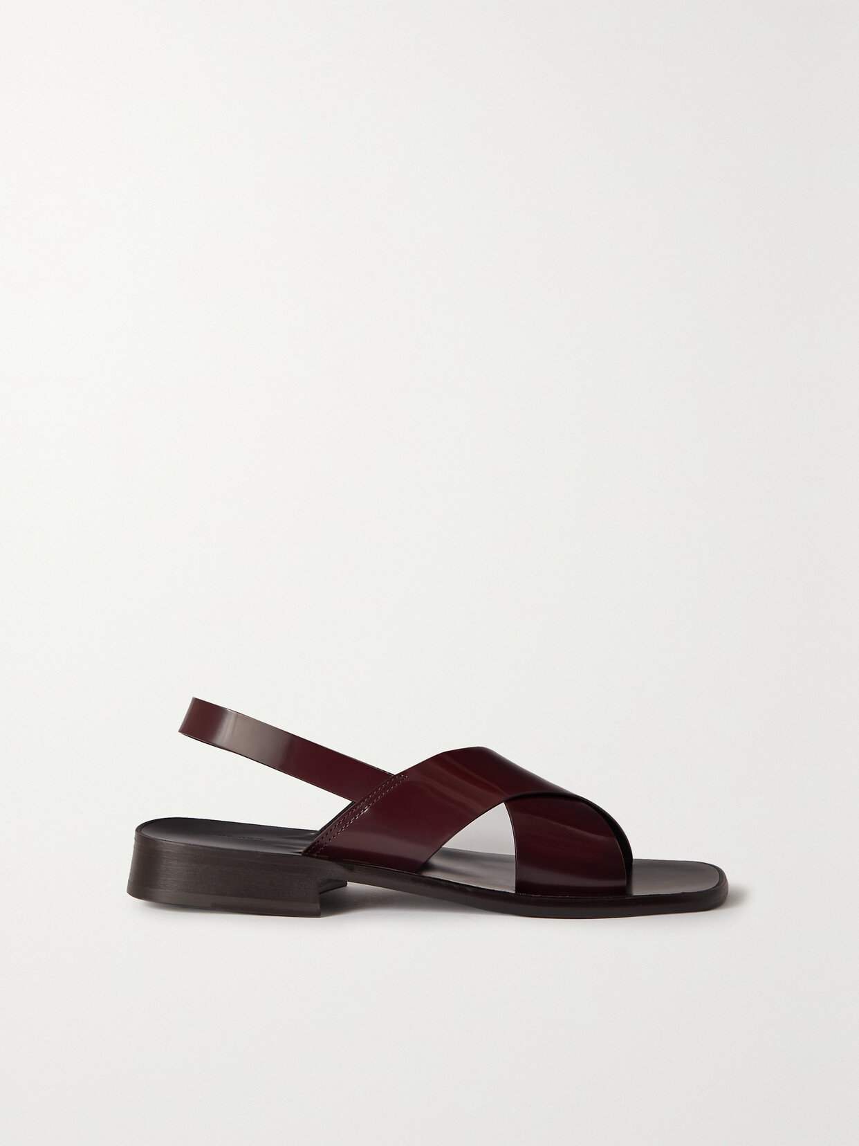 The Row Mensy Glossed-leather Slingback Sandals - Brown
