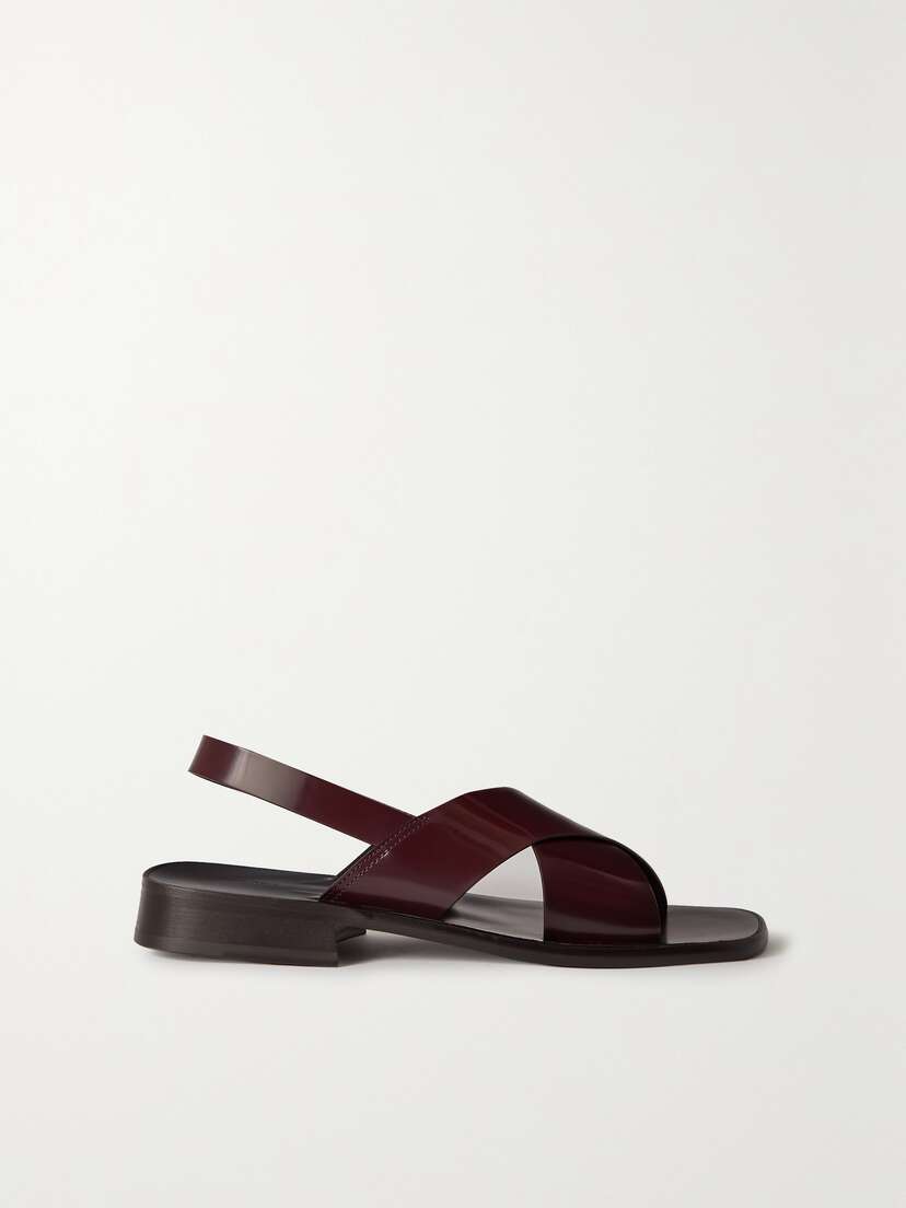 The Row Mensy Glossed-leather Slingback Sandals