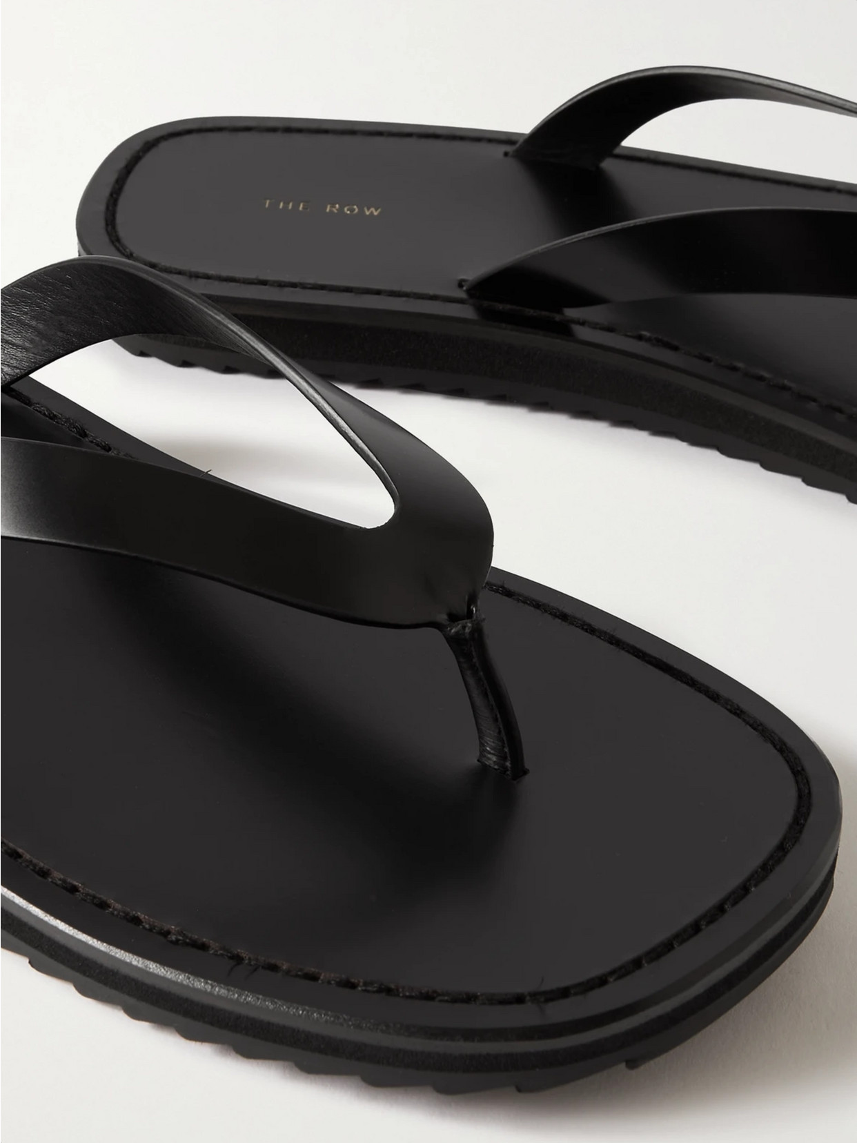 Shop The Row City Leather Flip Flops In Black