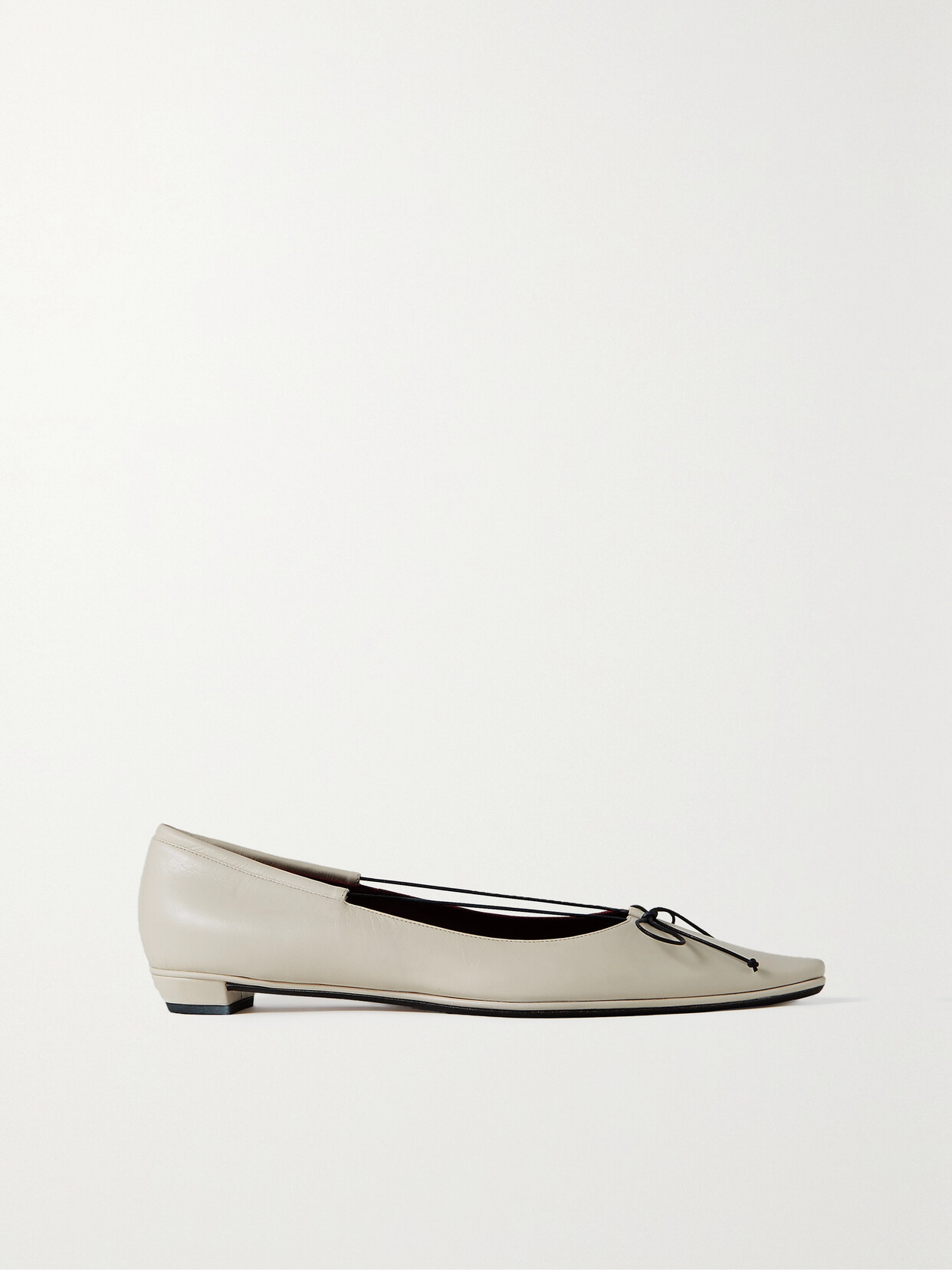 The Row Claudette Bow-detailed Leather Point-toe Flats - Ivory