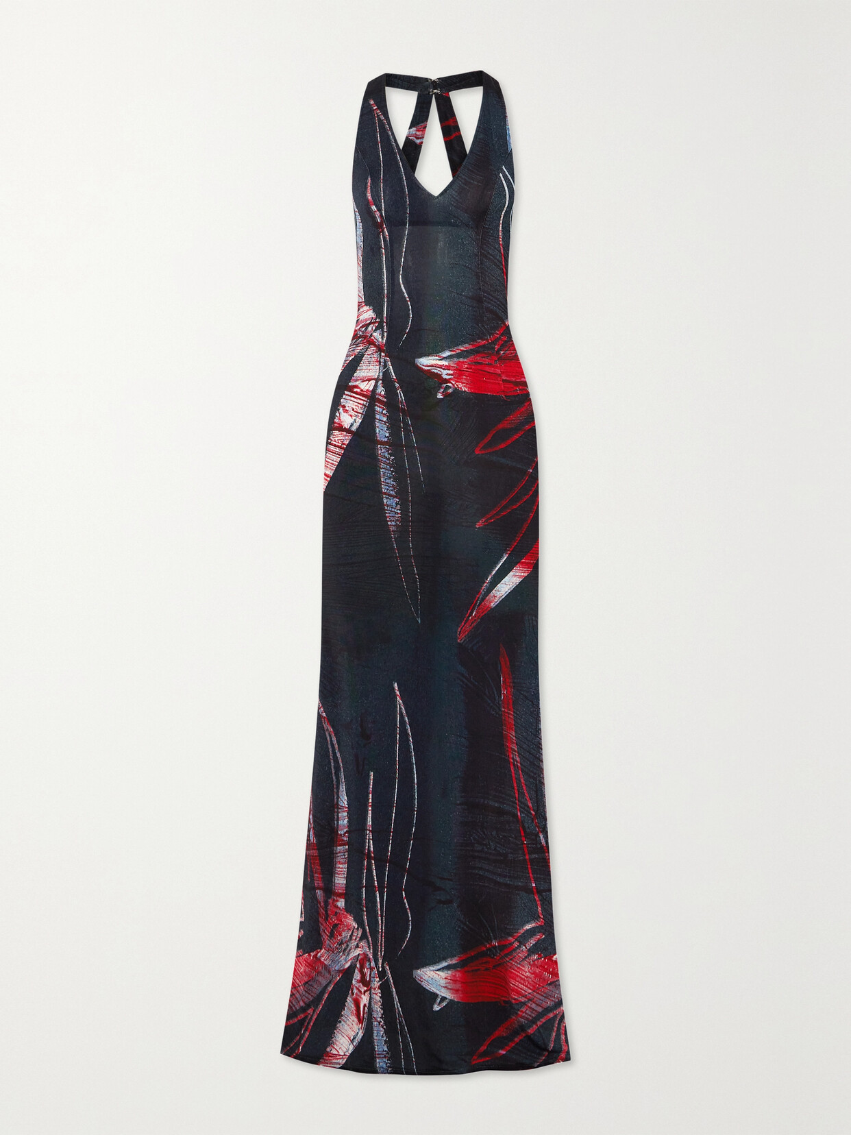 Louisa Ballou High Sea Open-back Printed Stretch-jersey Maxi Dress - Black