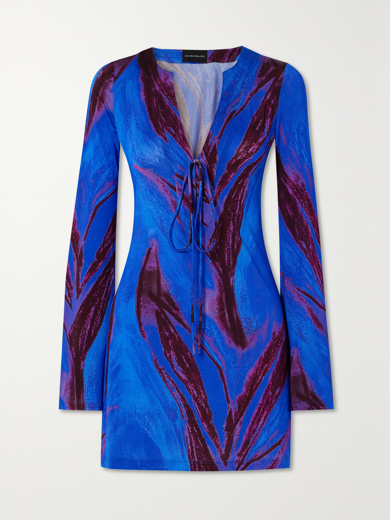 Louisa Ballou Print Viscose Mini Kaftan In Blue