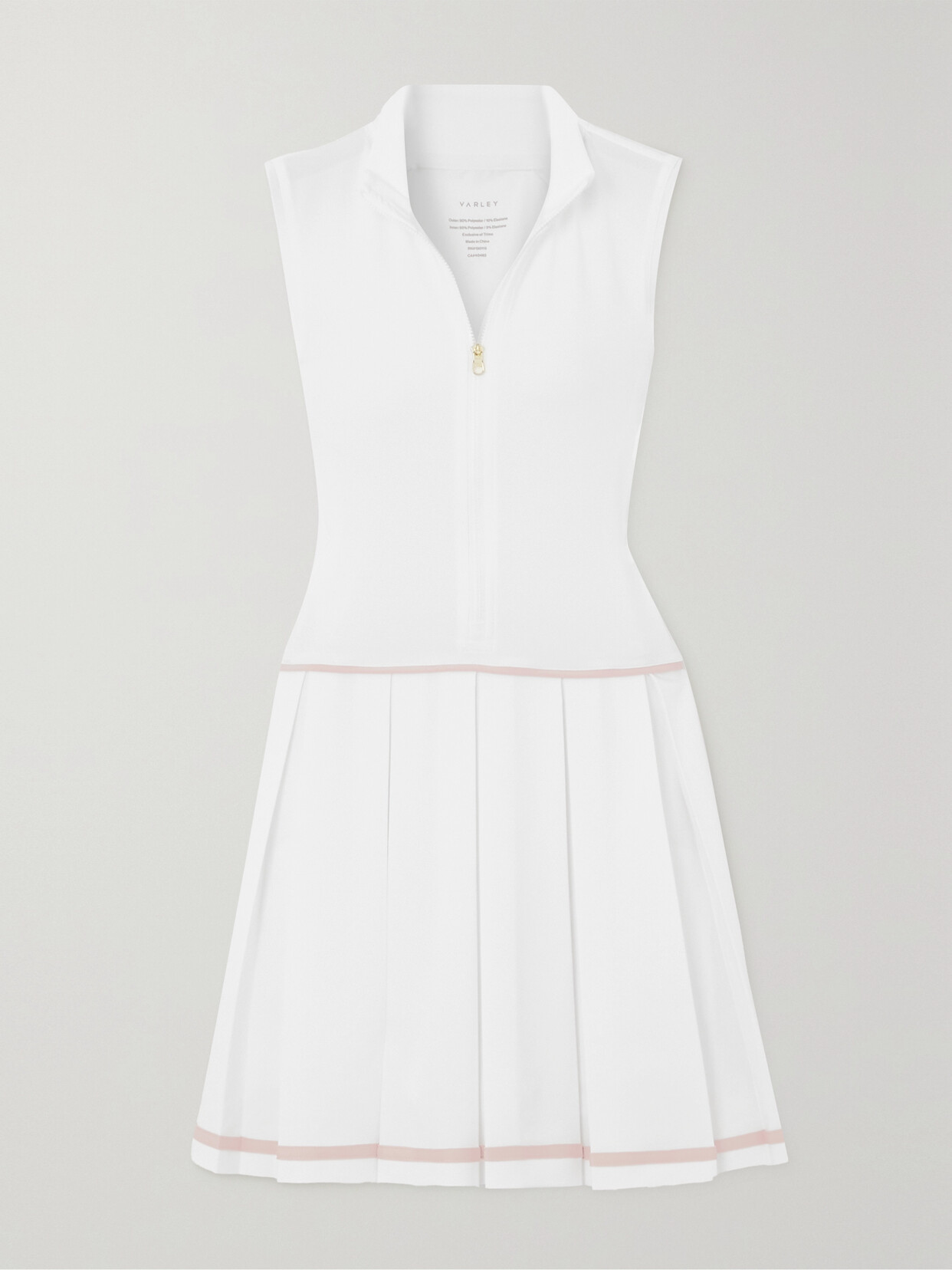 Varley Dalton Court 32" Striped Pleated Stretch Tennis Dress