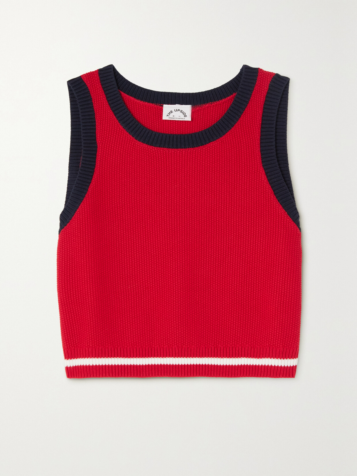 Shop The Upside Monaco Mahalia Striped Organic Cotton Vest In Red