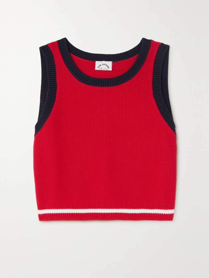 The Upside Monaco Mahalia Striped Organic Cotton Vest