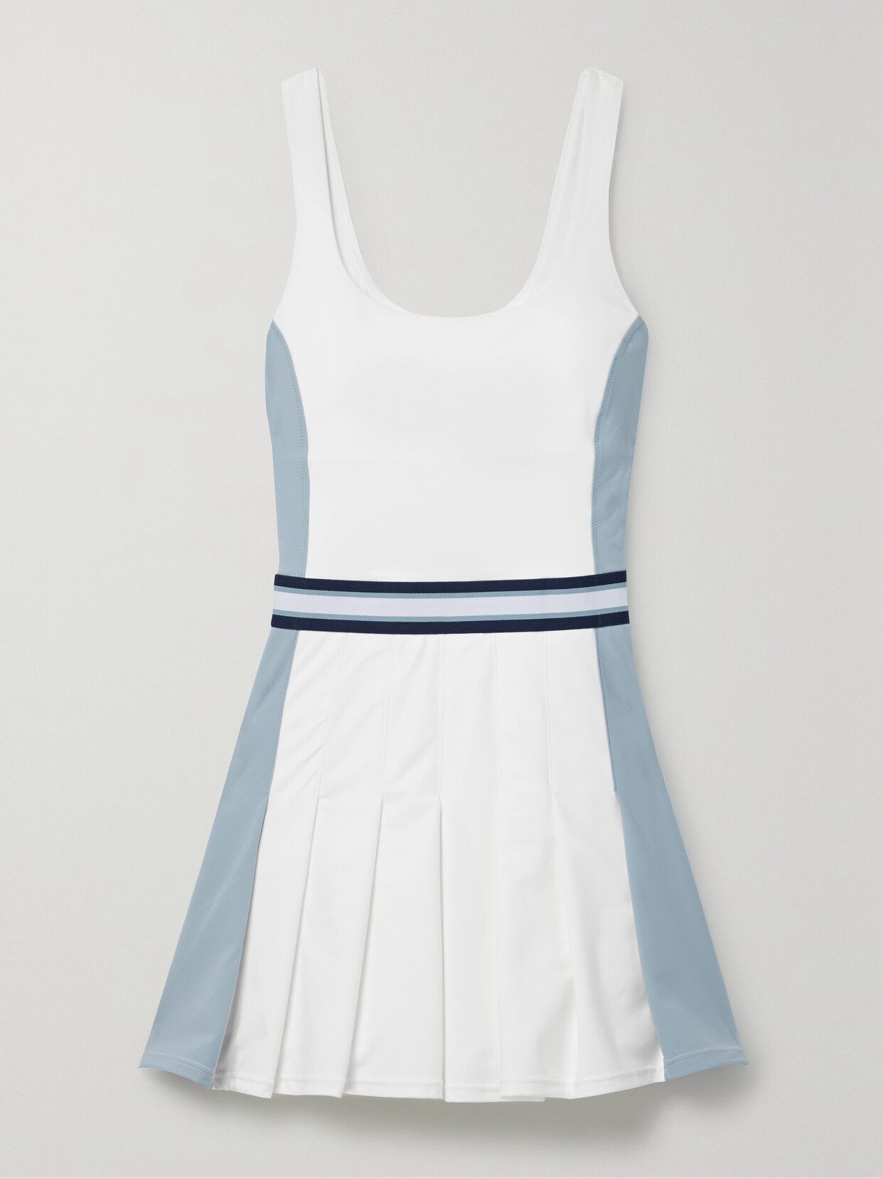 The Upside - Legacy Lucette Striped Pleated Stretch Recycled-jersey Tennis Dress - White