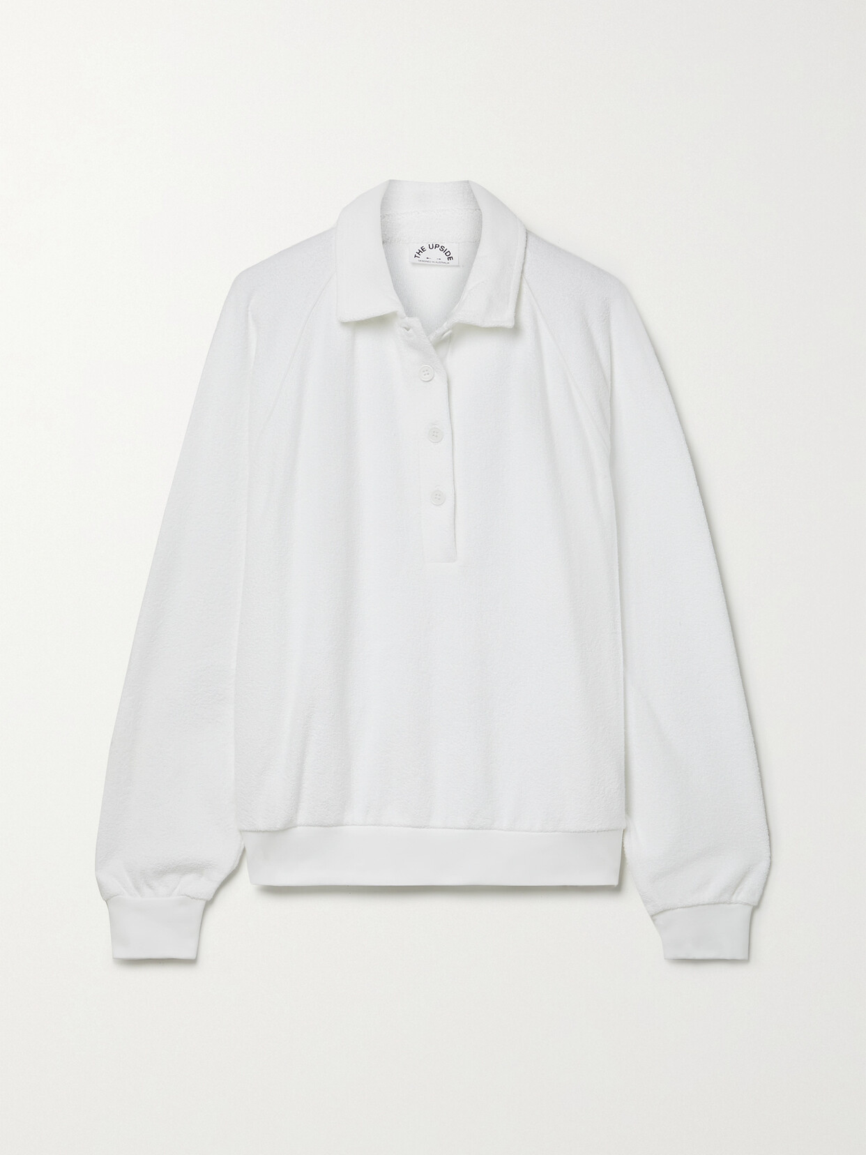 The Upside Zinnia Elle Cotton-terry Polo Shirt In White