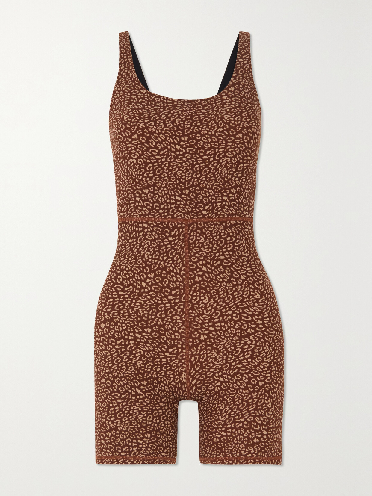 Shop The Upside Leo Claudia Leopard-print Stretch Recycled Playsuit In Brown