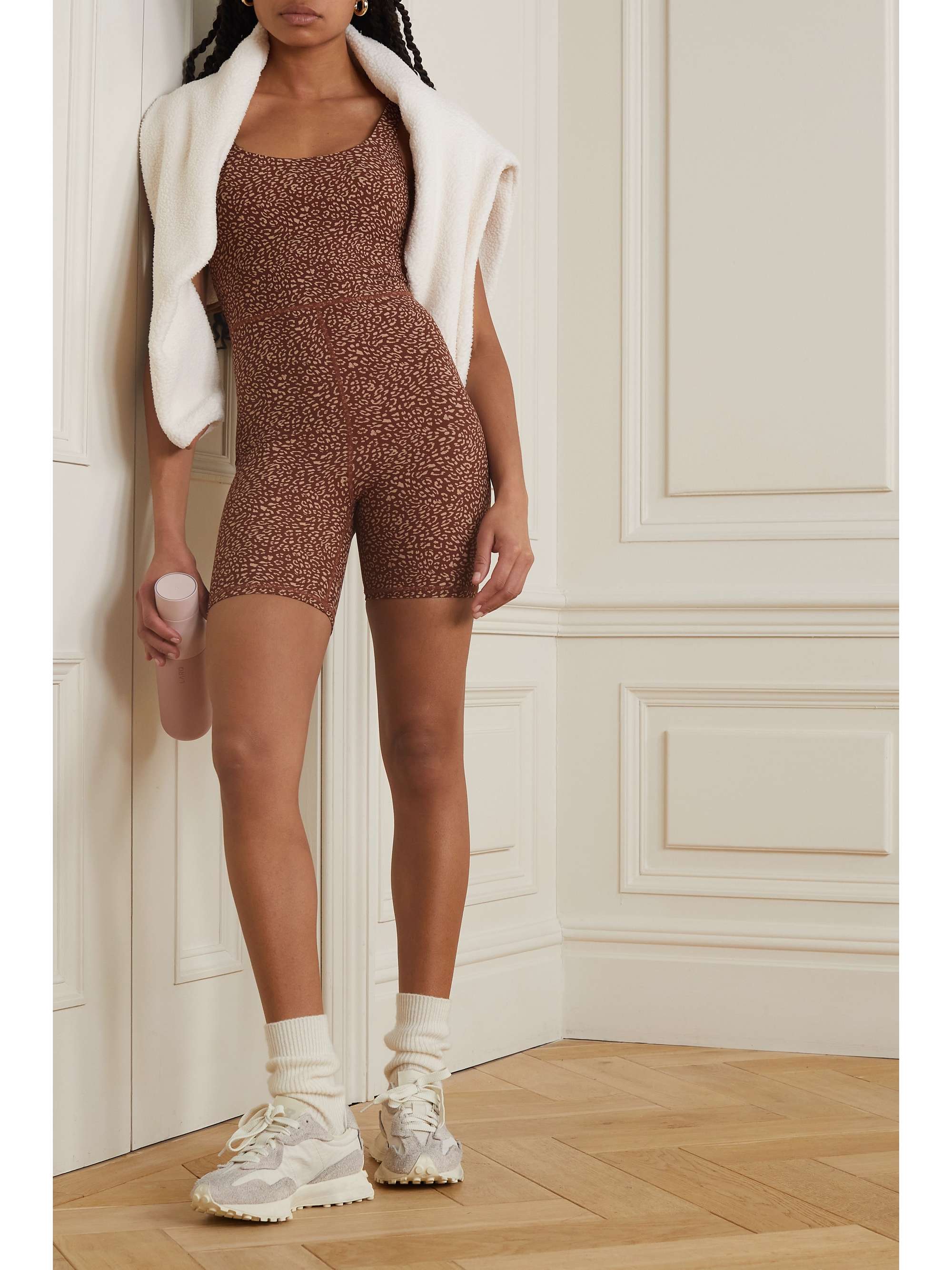 THE UPSIDE Leo Claudia leopard-print stretch-recycled jersey playsuit