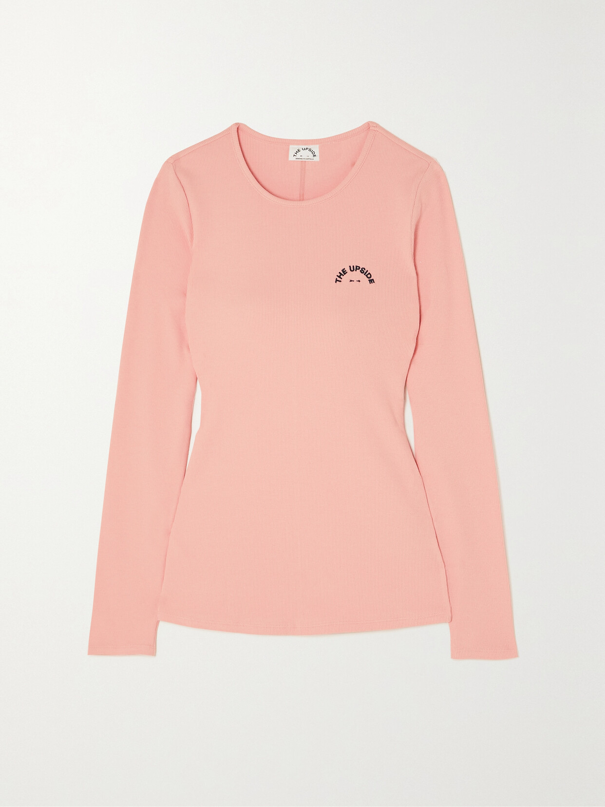 The Upside - Chrissy Embroidered Ribbed Stretch-organic Cotton Top - Pink