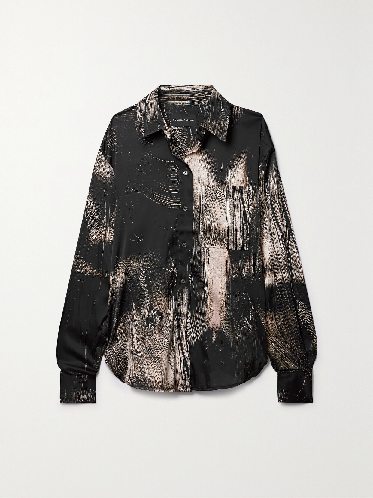 Louisa Ballou - Oversized Printed Stretch-silk Shirt - Black