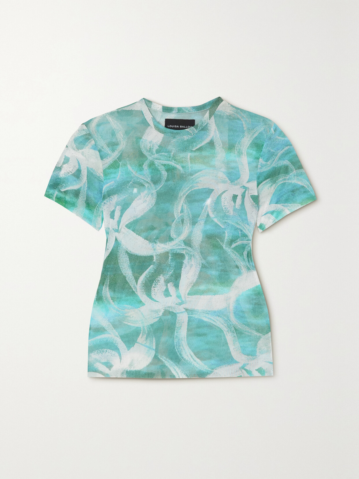 Louisa Ballou Printed Stretch Recycled-tulle T-shirt - Blue