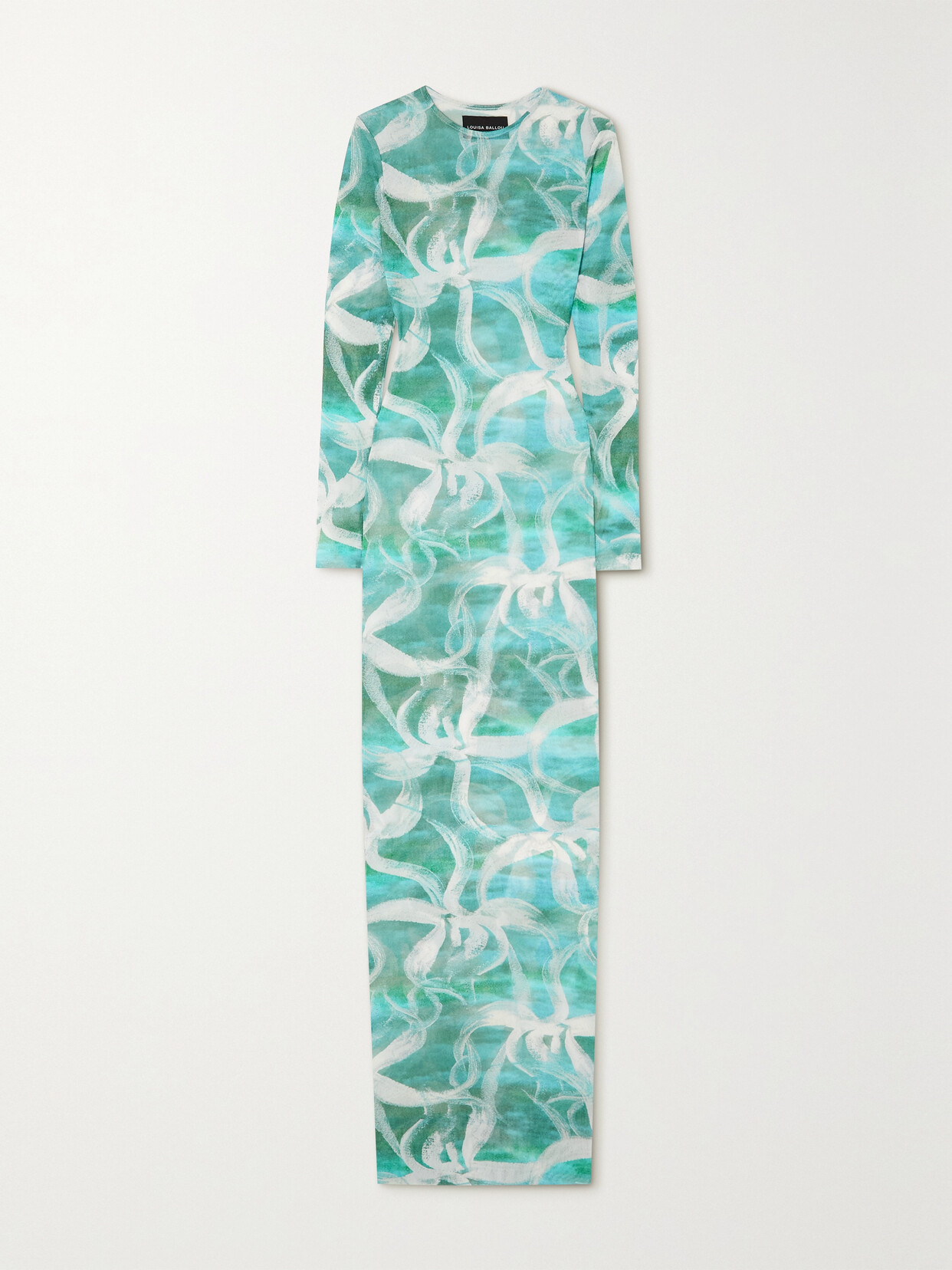 LOUISA BALLOU HIGH TIDE FLORAL-PRINT STRETCH RECYCLED-TULLE MAXI DRESS