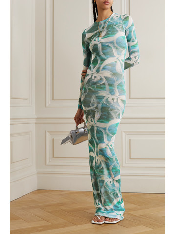 Louisa Ballou High Tide floral-print stretch recycled-tulle maxi dress