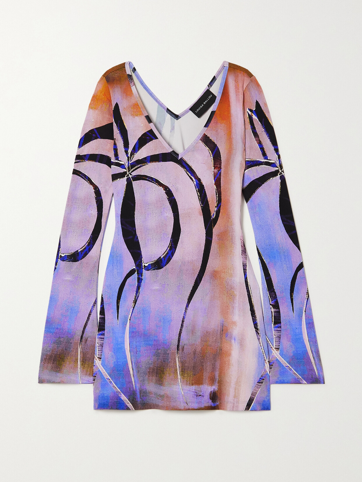 Louisa Ballou Printed Ribbed Stretch-cotton Mini Dress In Unknown