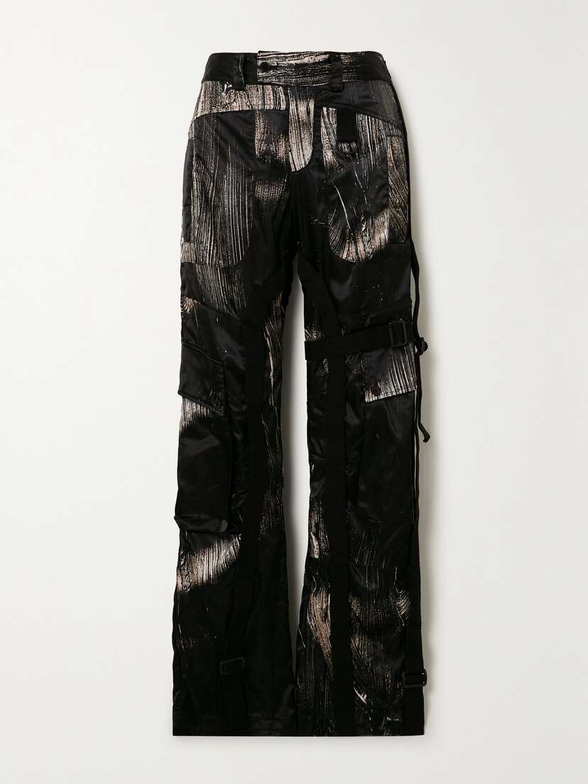 Louisa Ballou Grosgrain-trimmed Printed Satin-drill Cargo Pants - x large